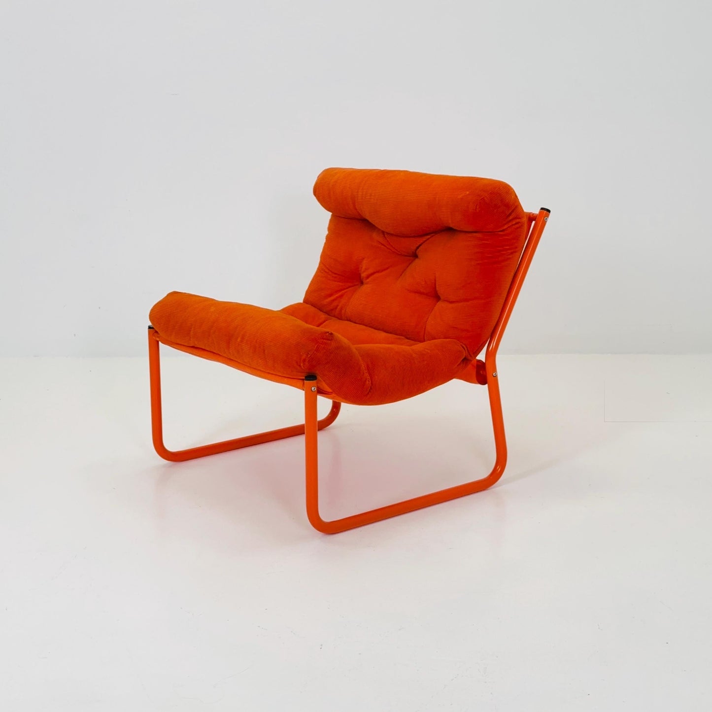 Mid century retro orange Pixi velvet lounge chair by Gillis Lundgren for Ikea, 1970s