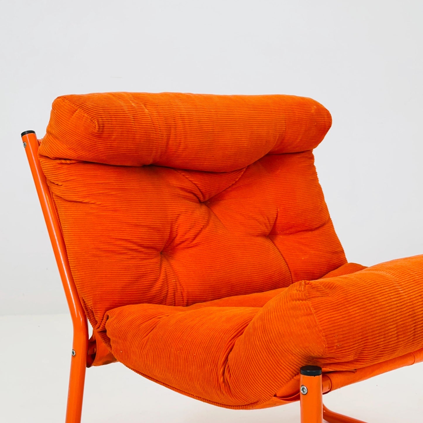 Mid century retro orange Pixi velvet lounge chair by Gillis Lundgren for Ikea, 1970s