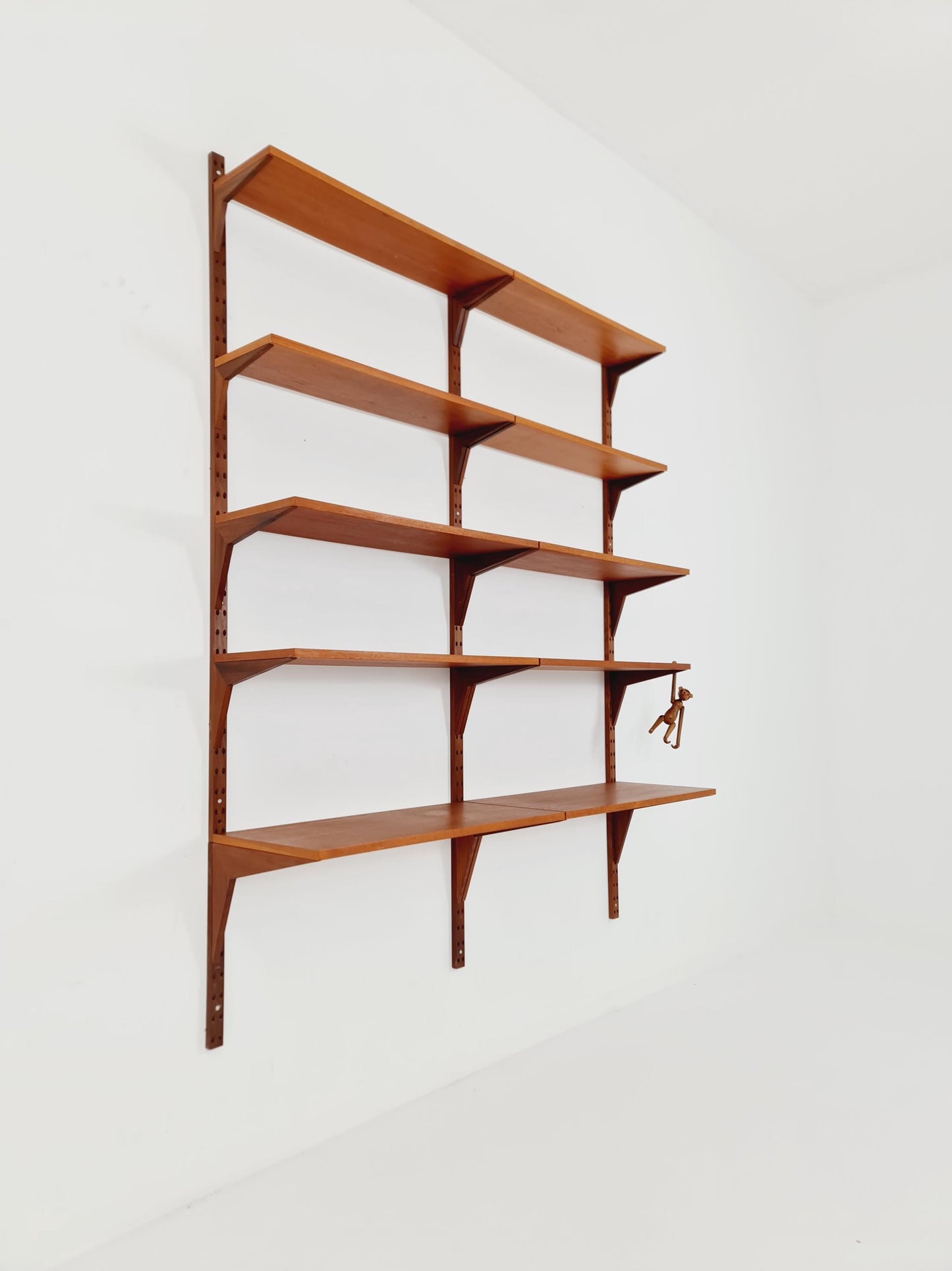 Midcentury Danish Teak Wall-Mounted Shelving Unit, by Royal for Poul Cadovius, 1960s