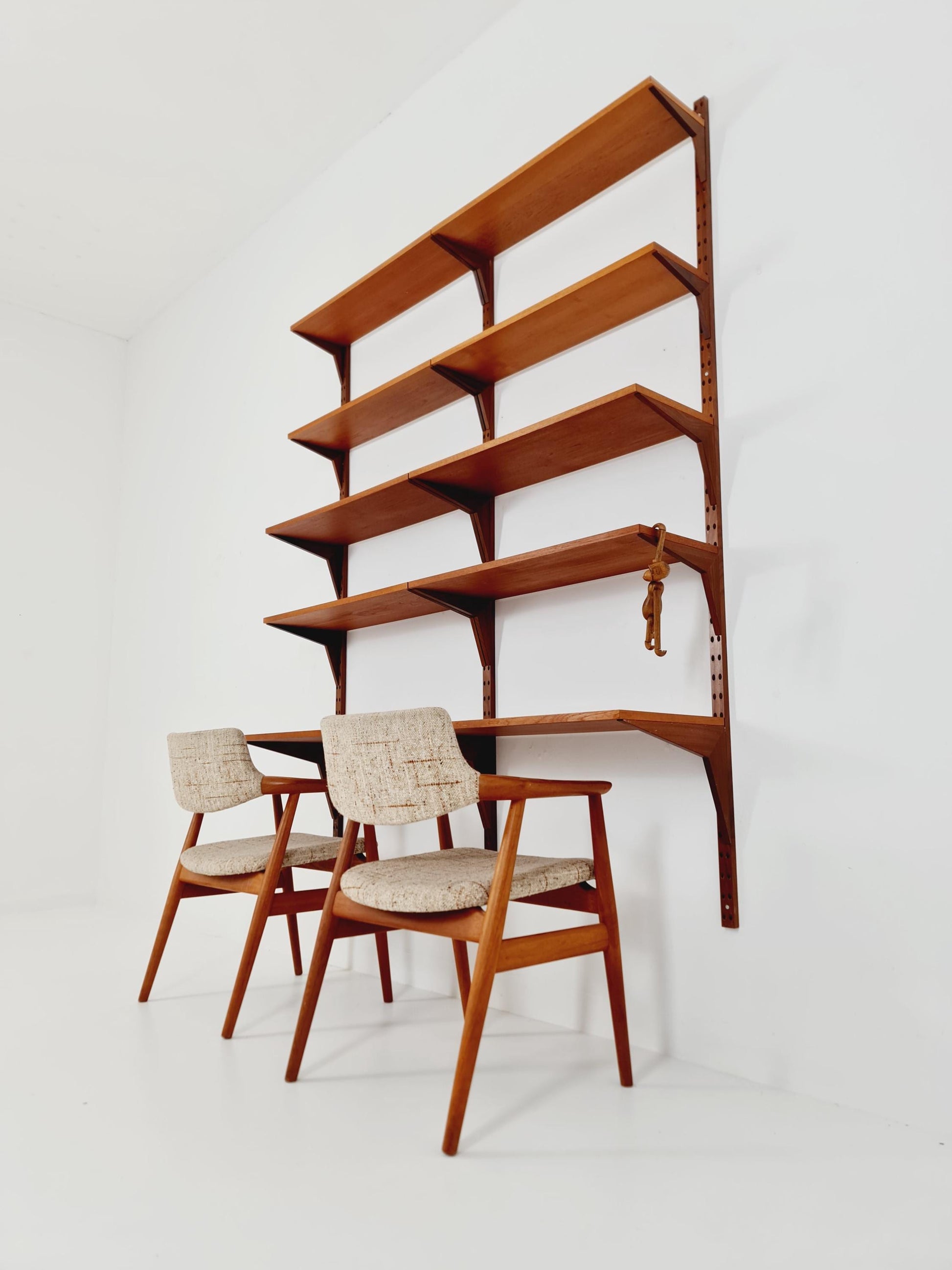 Midcentury Danish Teak Wall-Mounted Shelving Unit, by Royal for Poul Cadovius, 1960s