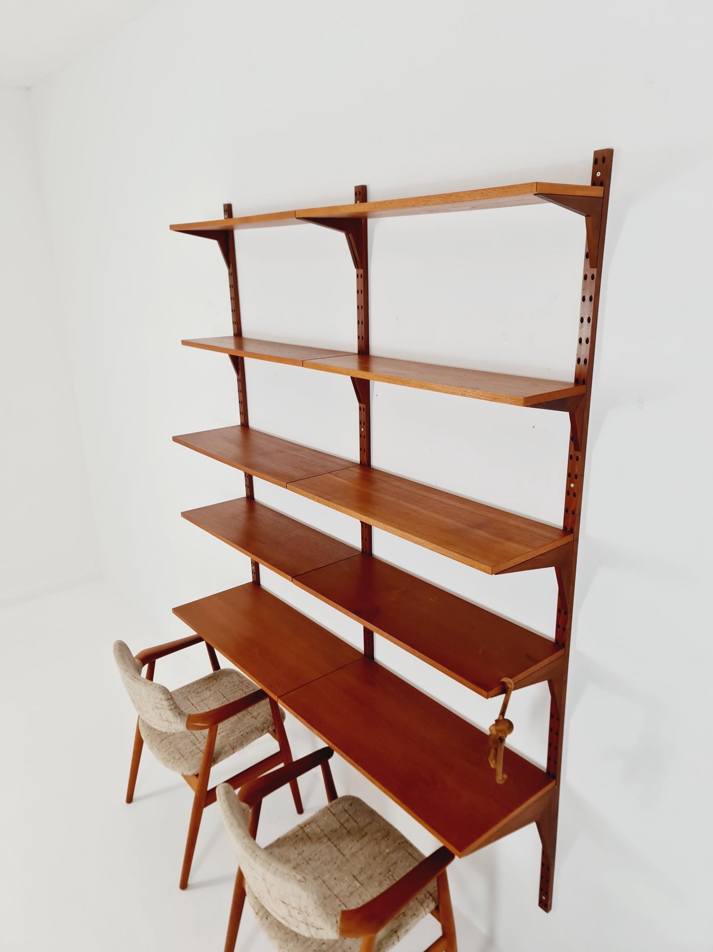 Midcentury Danish Teak Wall-Mounted Shelving Unit, by Royal for Poul Cadovius, 1960s