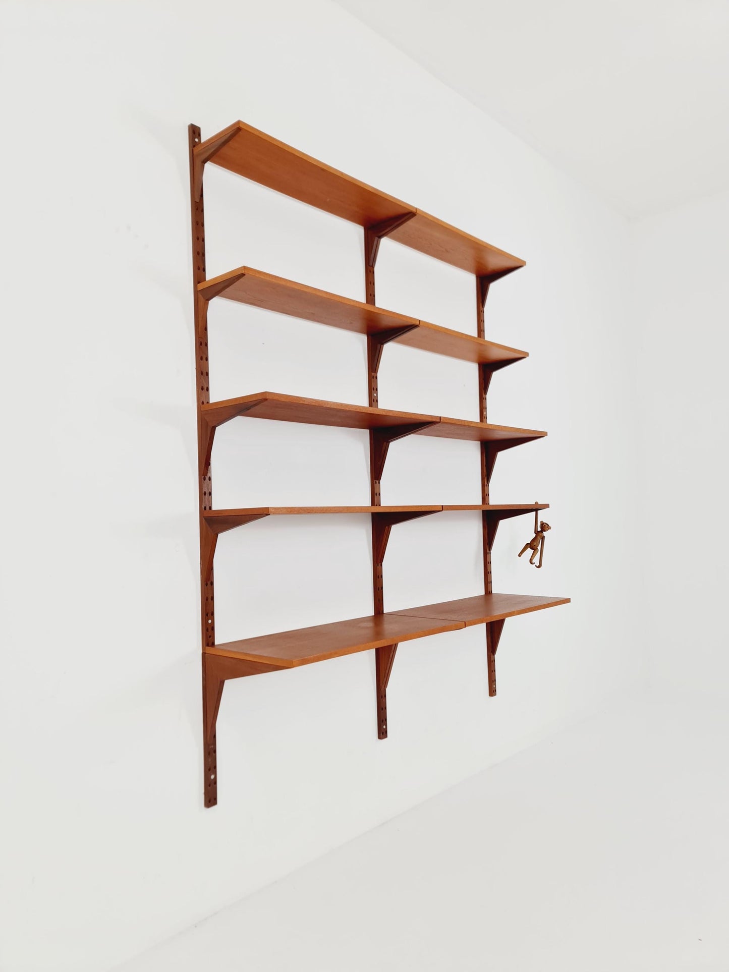 Midcentury Danish Teak Wall-Mounted Shelving Unit, by Royal for Poul Cadovius, 1960s