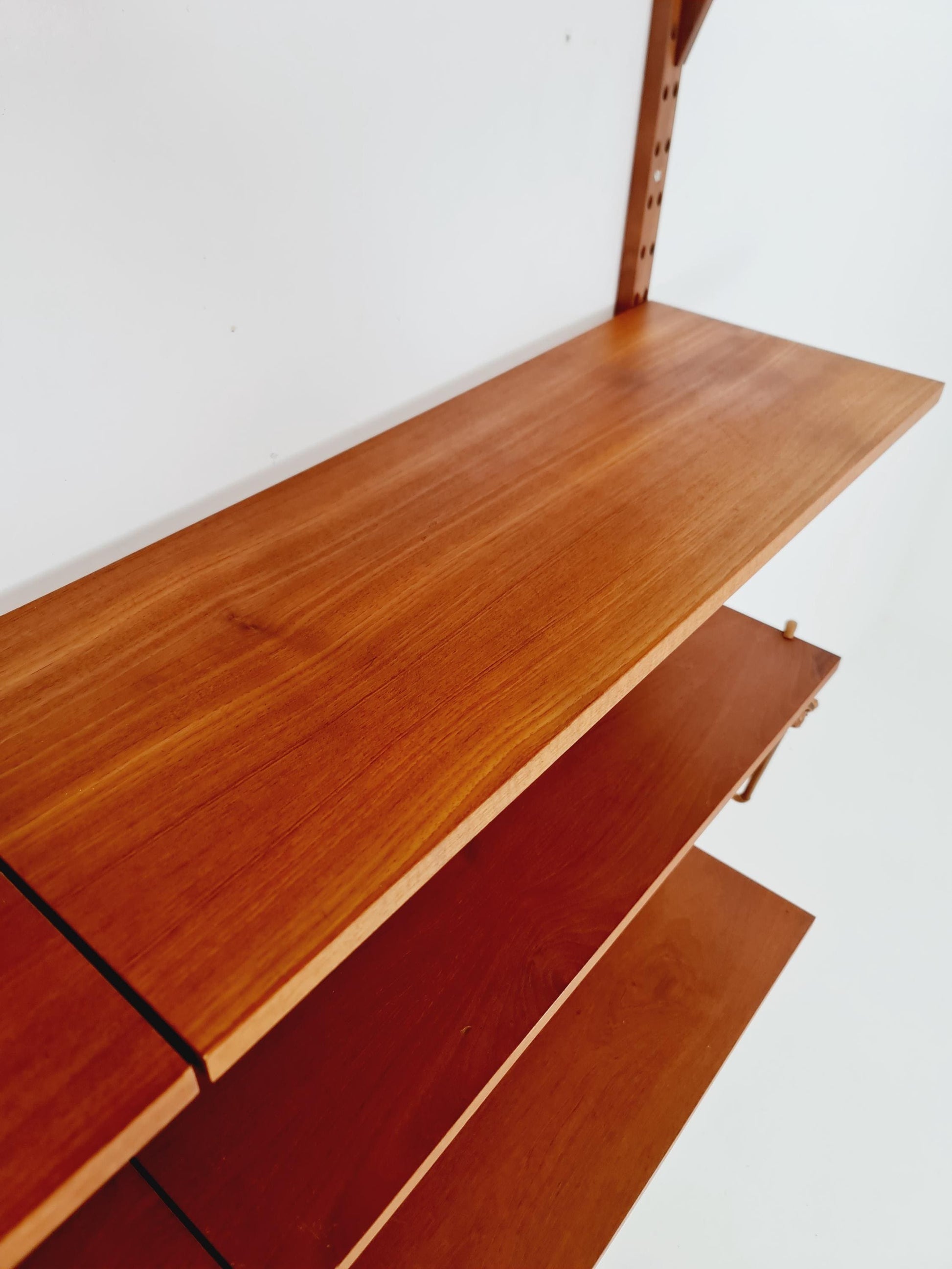 Midcentury Danish Teak Wall-Mounted Shelving Unit, by Royal for Poul Cadovius, 1960s