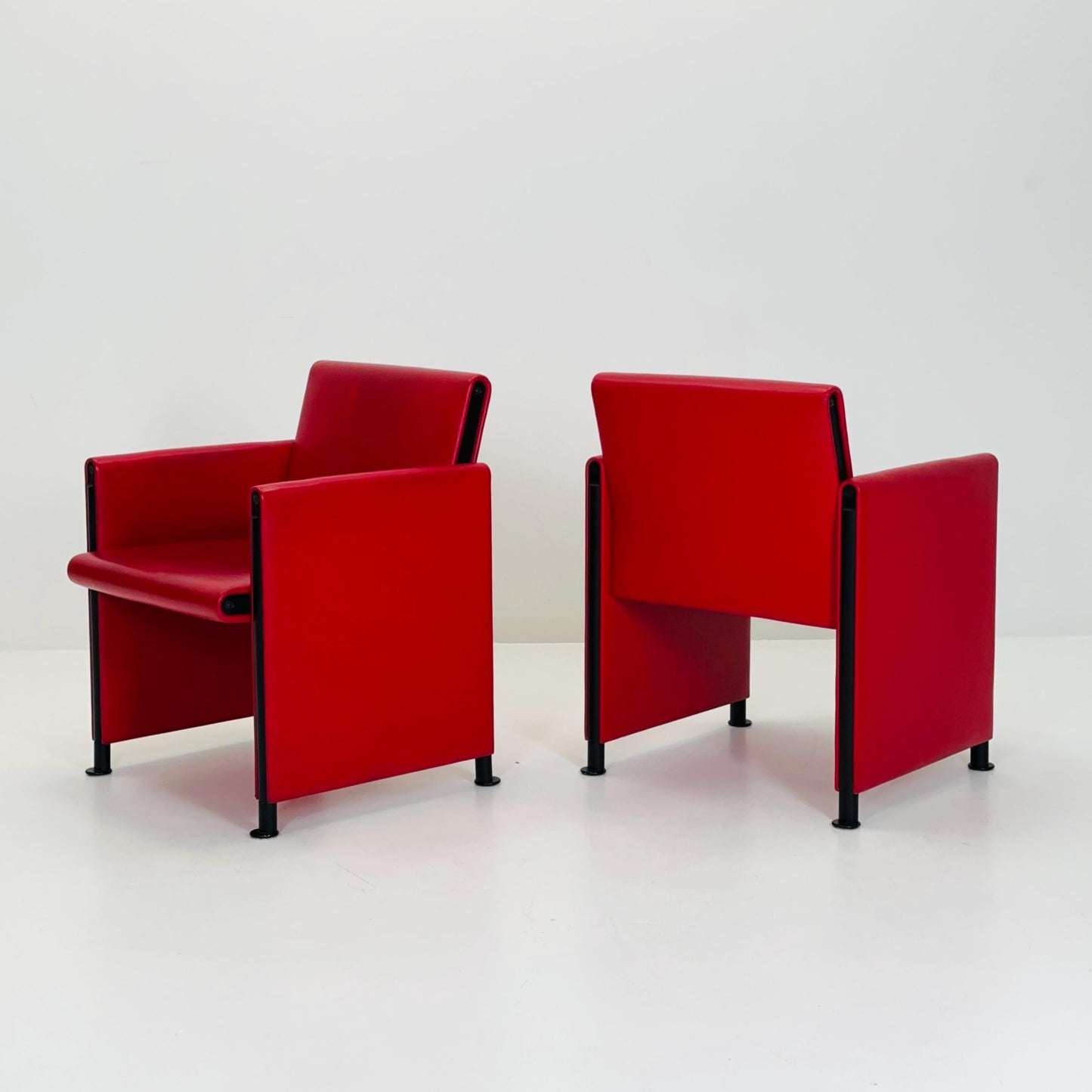 Set of 2 Postmodern Afra & Tobia Scarpa “Giulietta” armChairs by Meritalia Italy 1980s