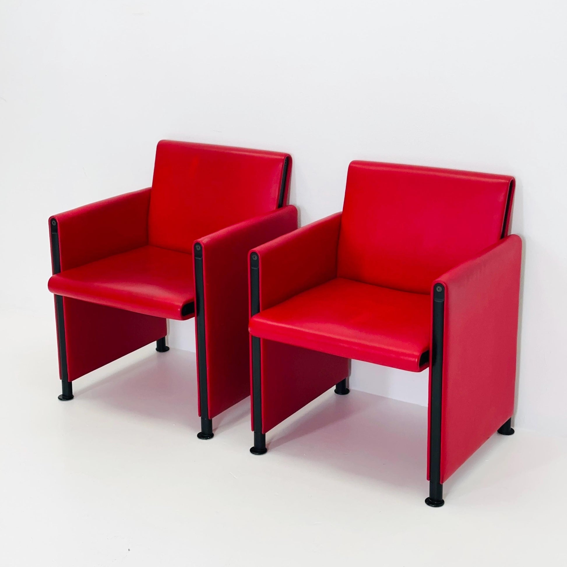 Set of 2 Postmodern Afra & Tobia Scarpa “Giulietta” armChairs by Meritalia Italy 1980s