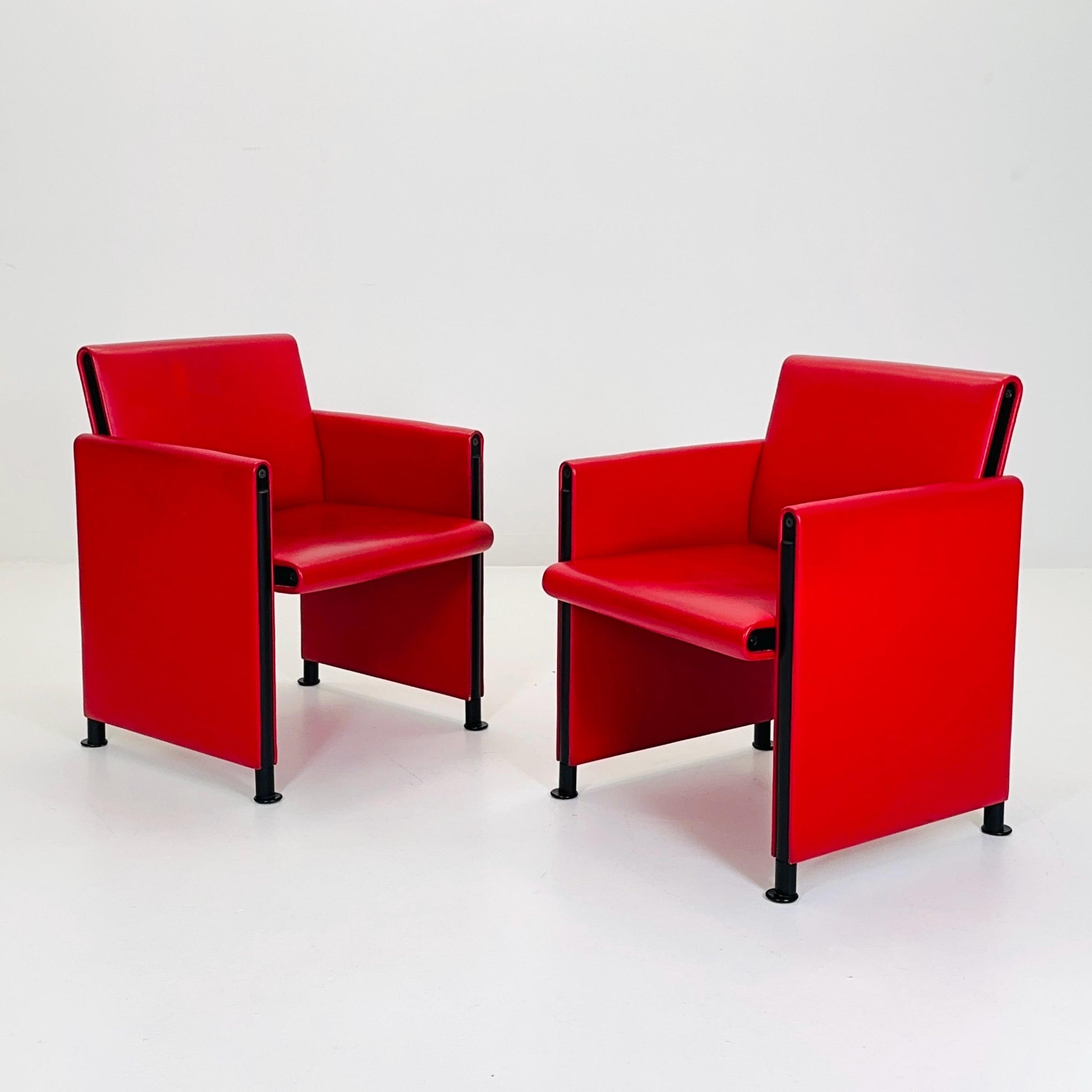 Set of 2 Postmodern Afra & Tobia Scarpa “Giulietta” armChairs by Meritalia Italy 1980s