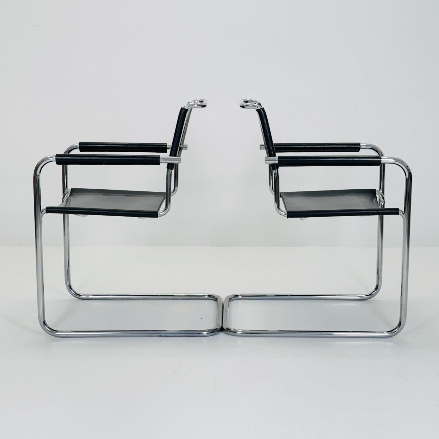 Set of 2 Bauhaus Mart Stam S34 armChairs for Linea Fiam Italy 1980s