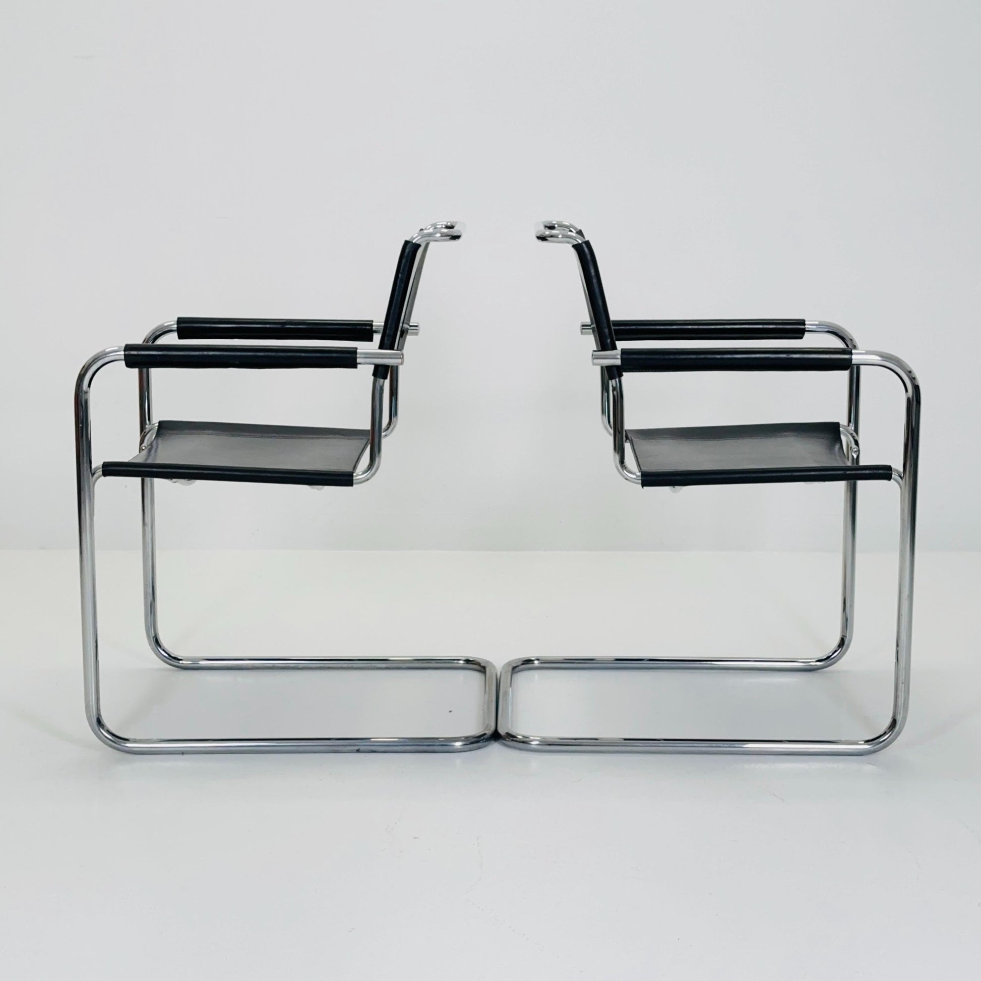 Set of 2 Bauhaus Mart Stam S34 armChairs for Linea Fiam Italy 1980s