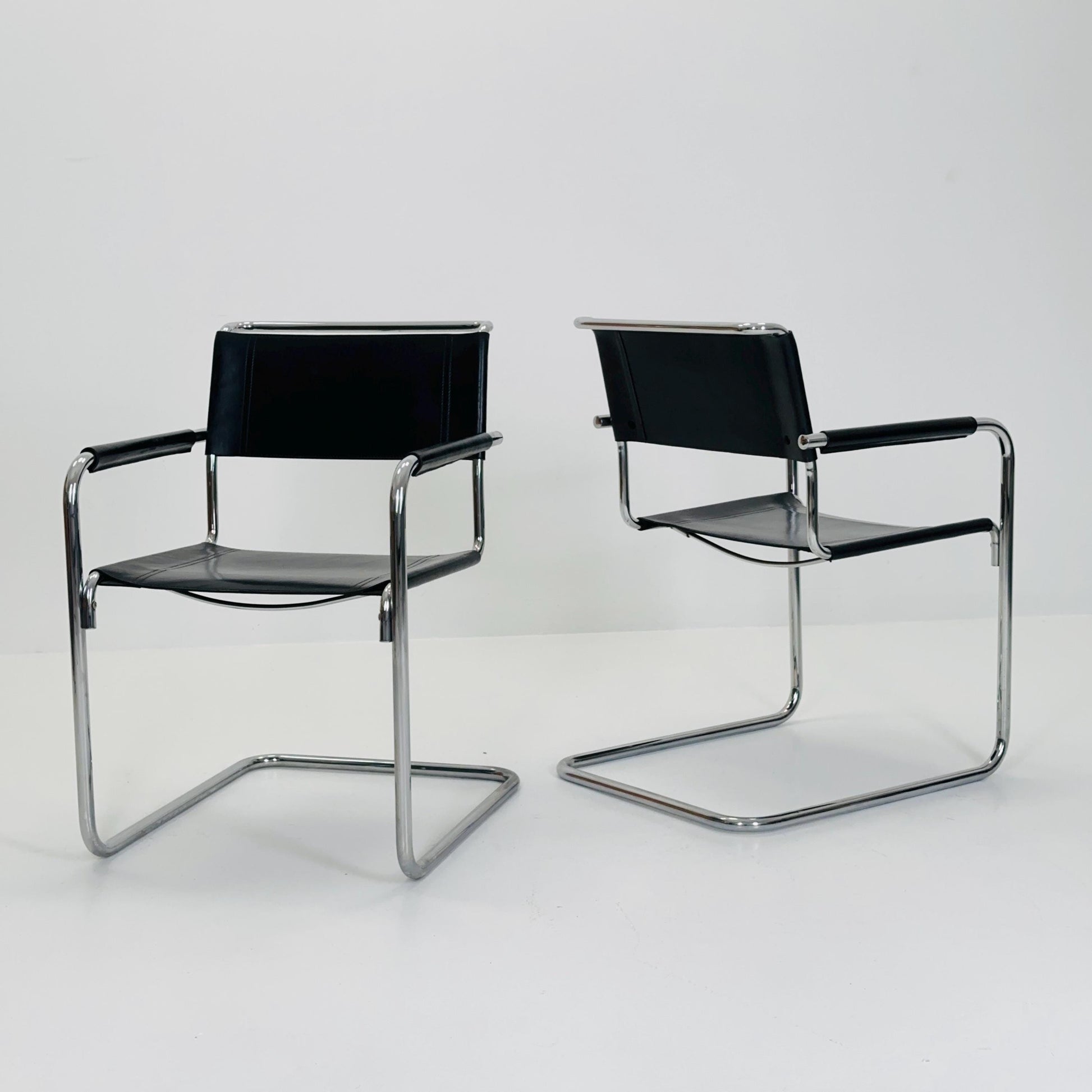 Set of 2 Bauhaus Mart Stam S34 armChairs for Linea Fiam Italy 1980s