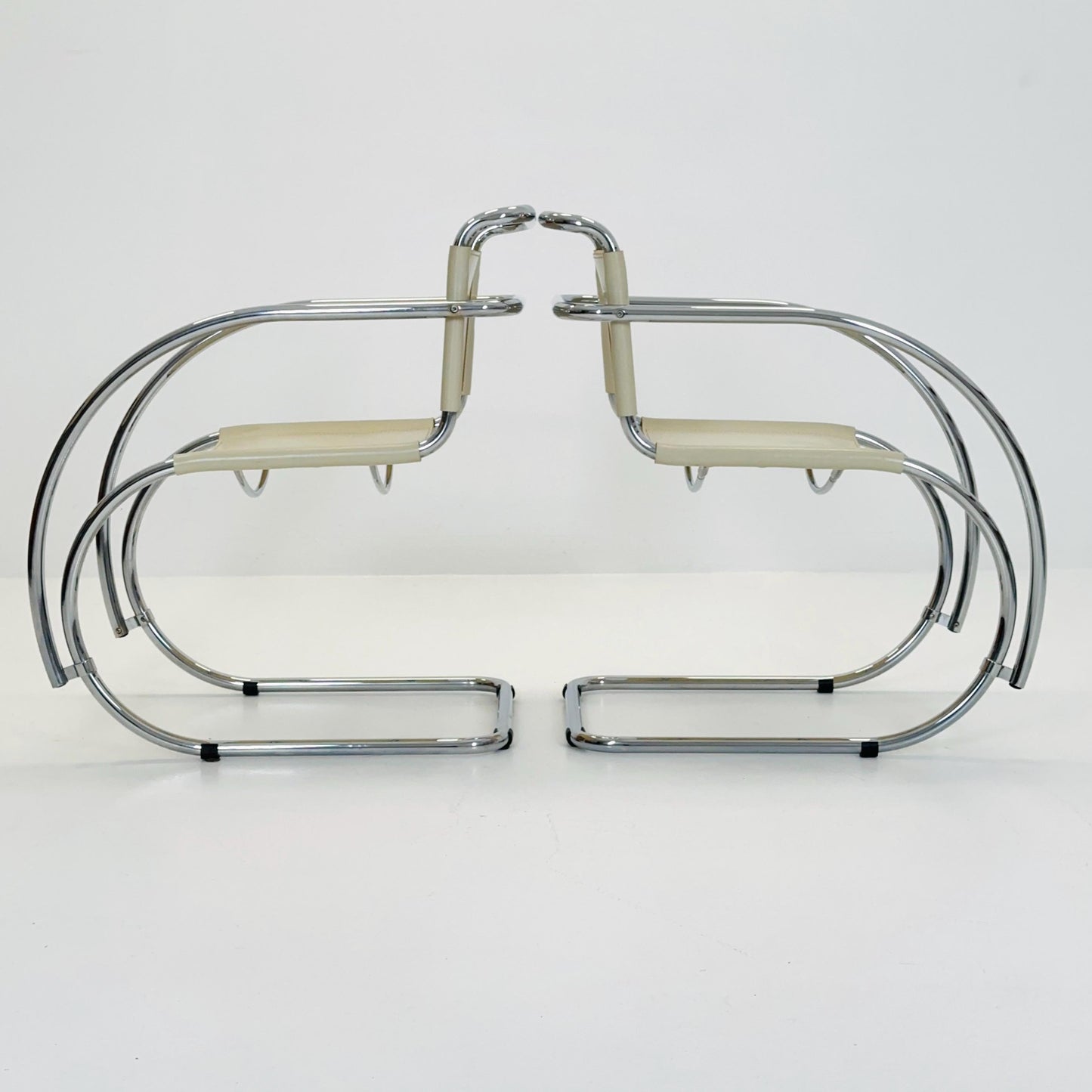 Set of 2 Mid century Bauhaus Cantilever MR20 Armchairs by Ludwig Mies van der Rohe Italy, 1980s