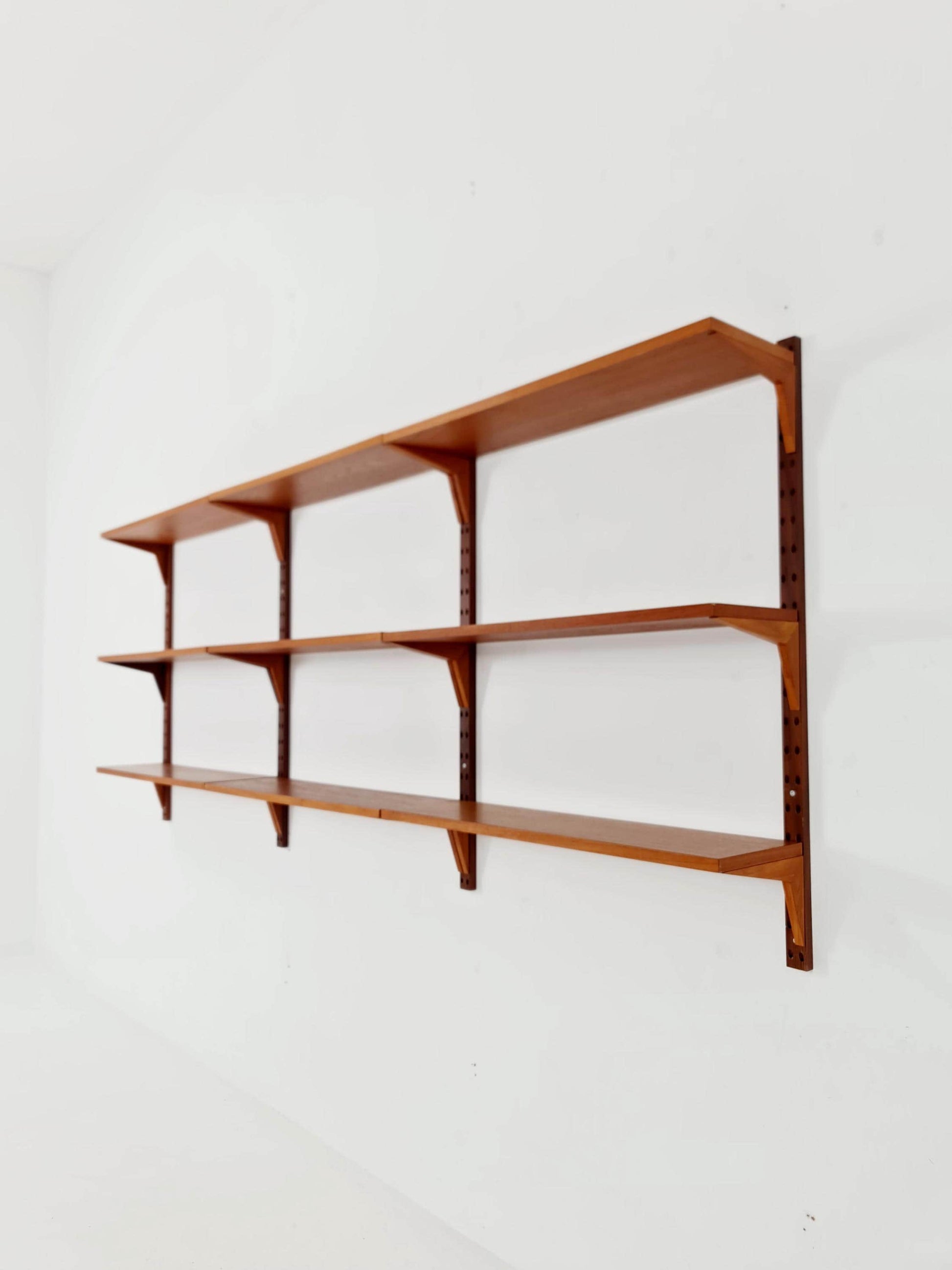 Midcentury Danish teak Wall-Mounted Shelving Unit, by Poul Cadovius, 1960s