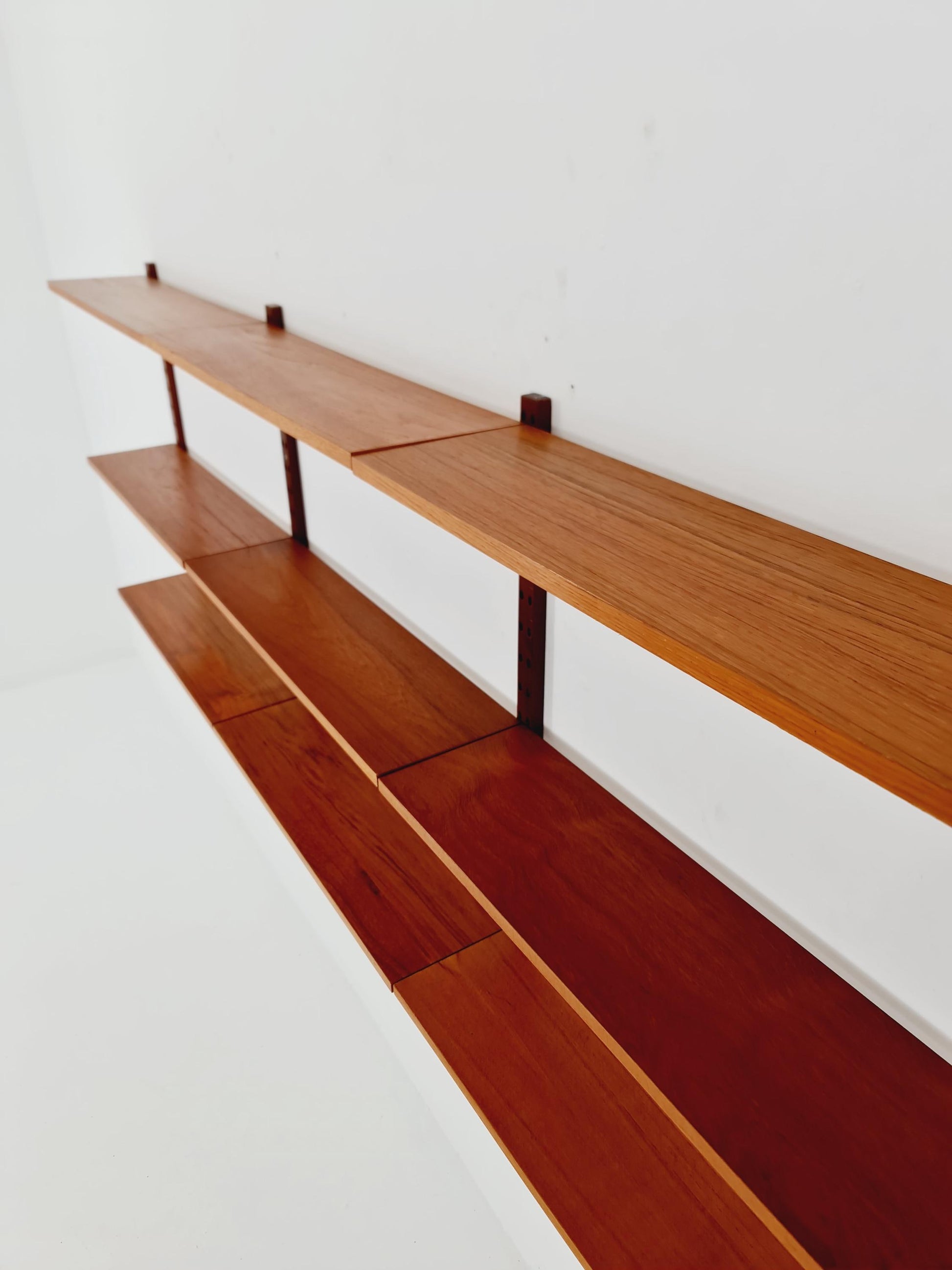 Midcentury Danish teak Wall-Mounted Shelving Unit, by Poul Cadovius, 1960s