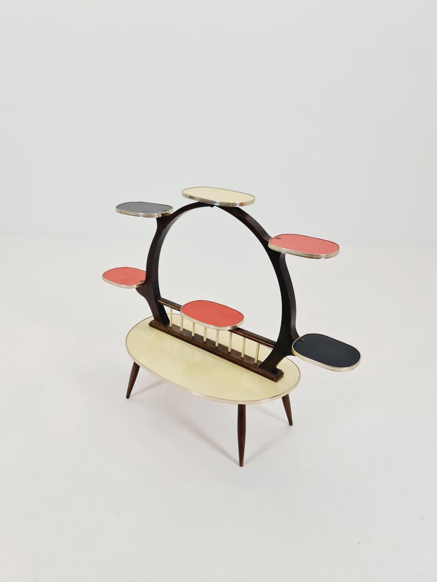 Big 1950s German Plant Stand, Colorful Vintage Mid-Century Minimalist Indoor Plant Stand Side Table Retro flower table