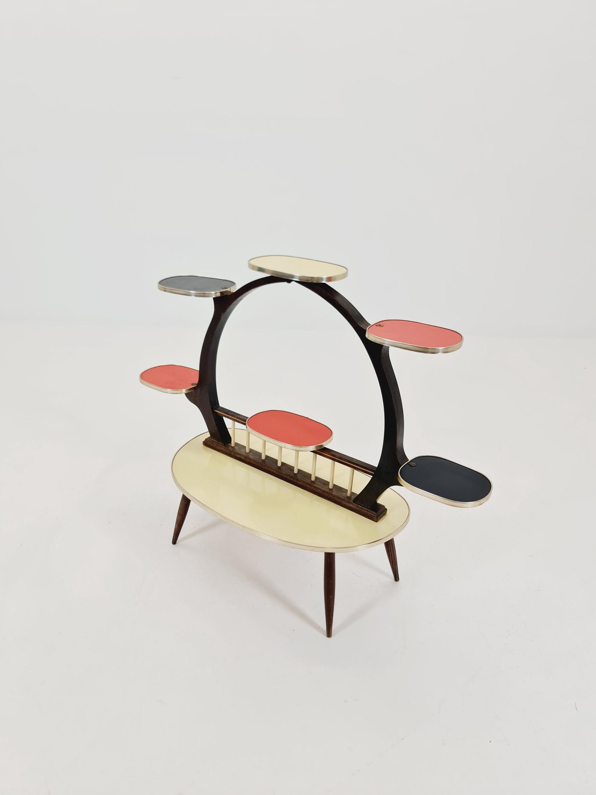 Big 1950s German Plant Stand, Colorful Vintage Mid-Century Minimalist Indoor Plant Stand Side Table Retro flower table