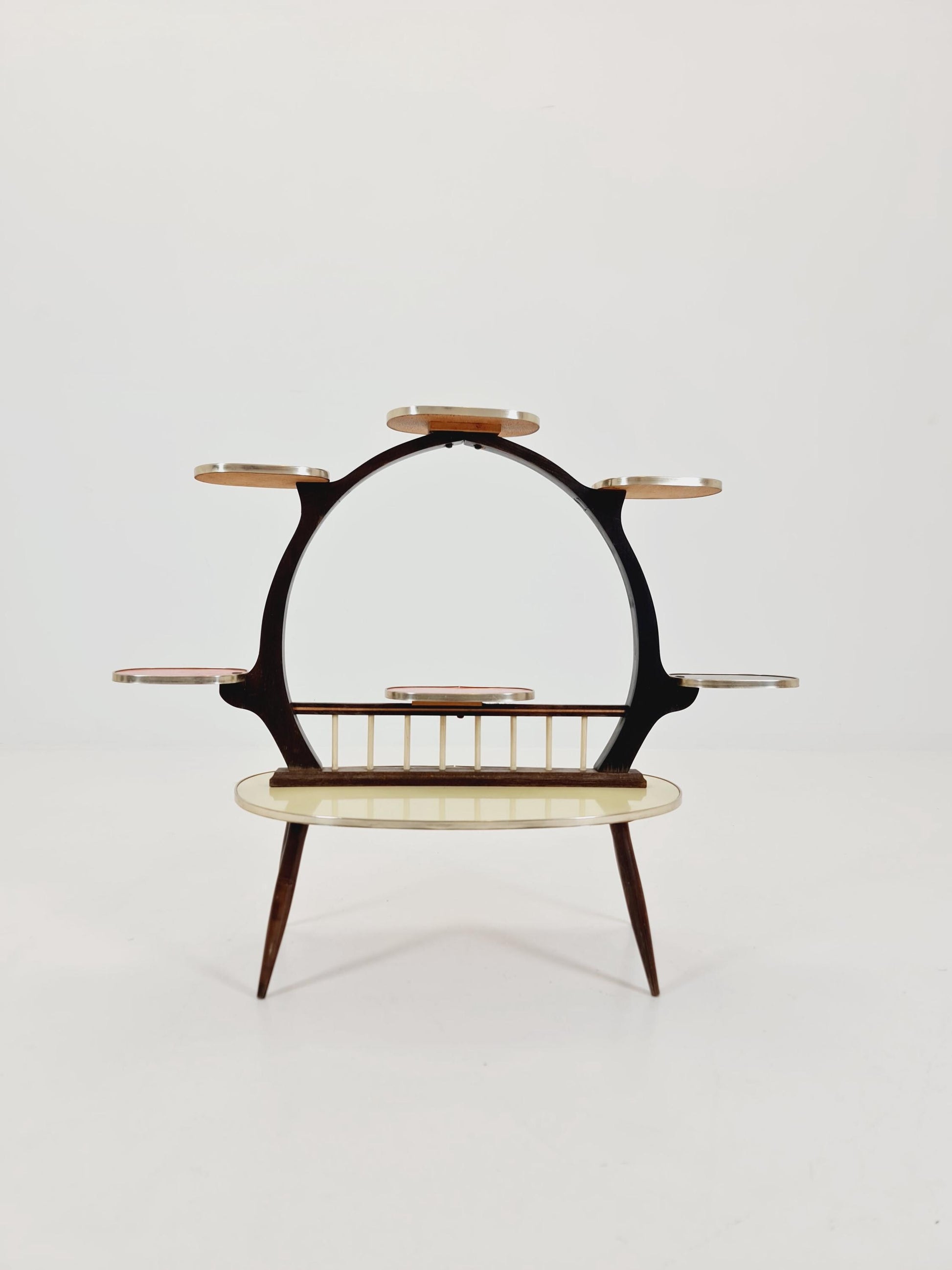 Big 1950s German Plant Stand, Colorful Vintage Mid-Century Minimalist Indoor Plant Stand Side Table Retro flower table