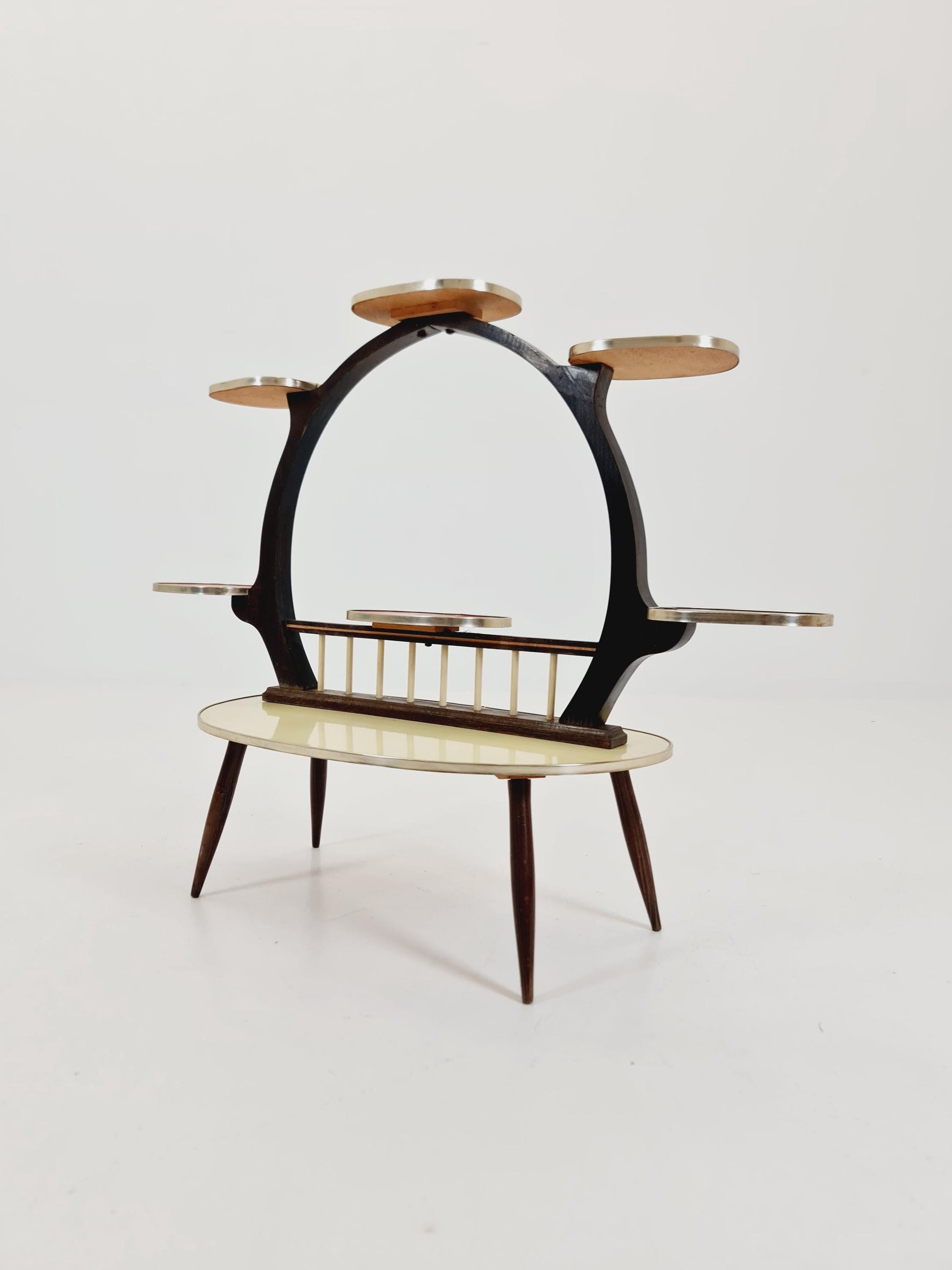 Big 1950s German Plant Stand, Colorful Vintage Mid-Century Minimalist Indoor Plant Stand Side Table Retro flower table