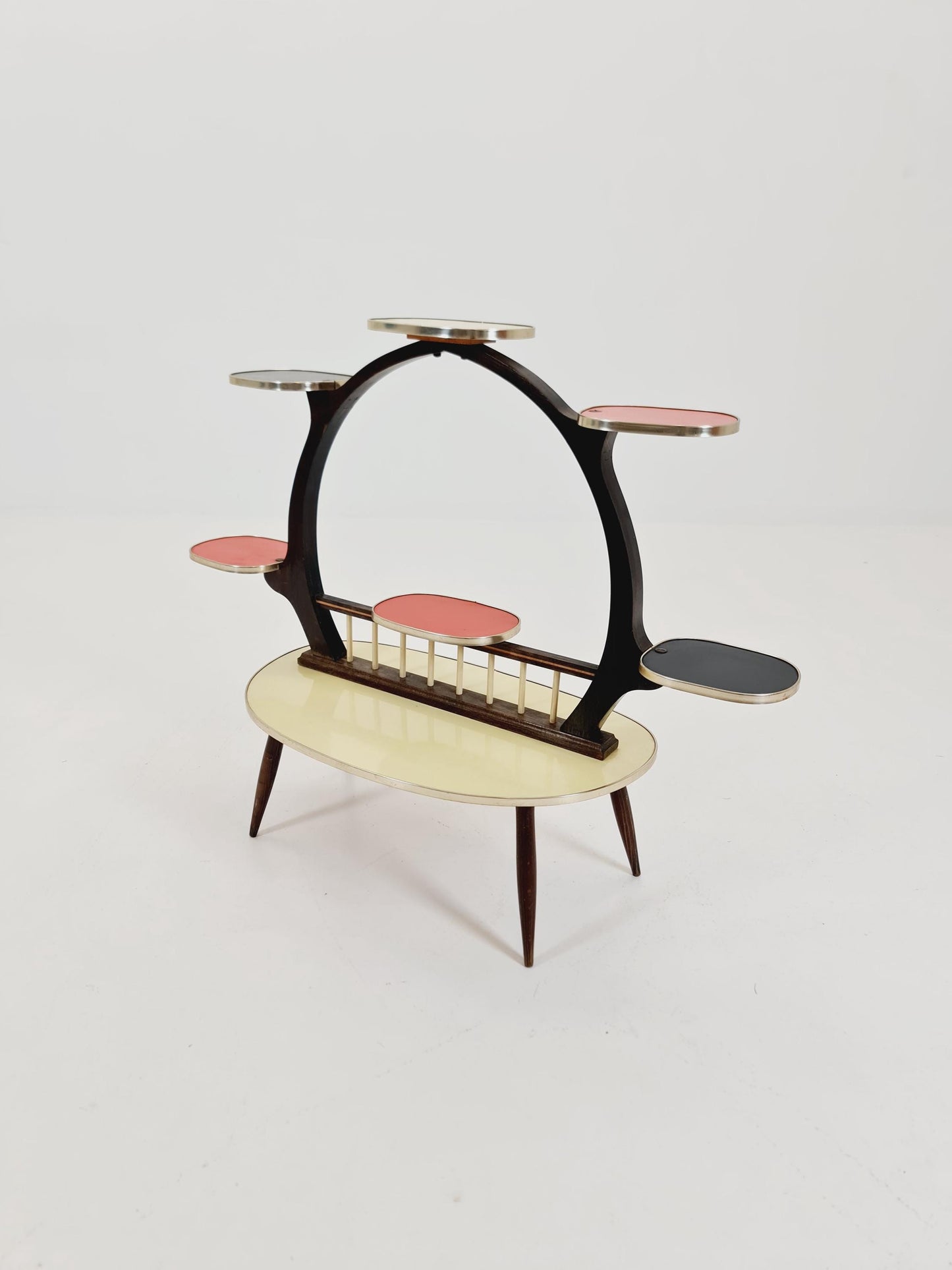 Big 1950s German Plant Stand, Colorful Vintage Mid-Century Minimalist Indoor Plant Stand Side Table Retro flower table