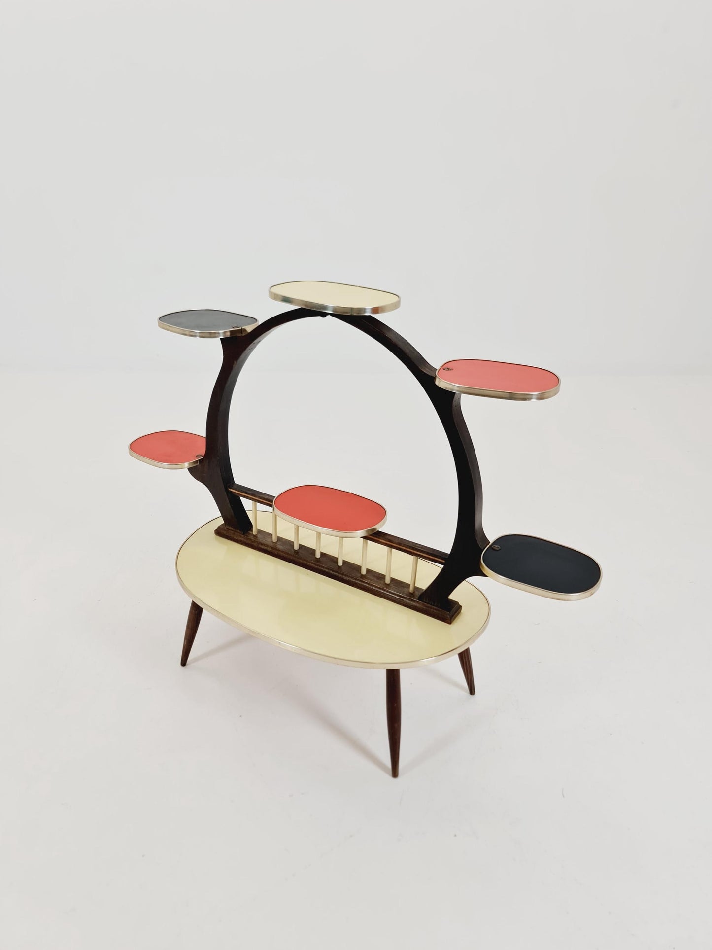 Big 1950s German Plant Stand, Colorful Vintage Mid-Century Minimalist Indoor Plant Stand Side Table Retro flower table