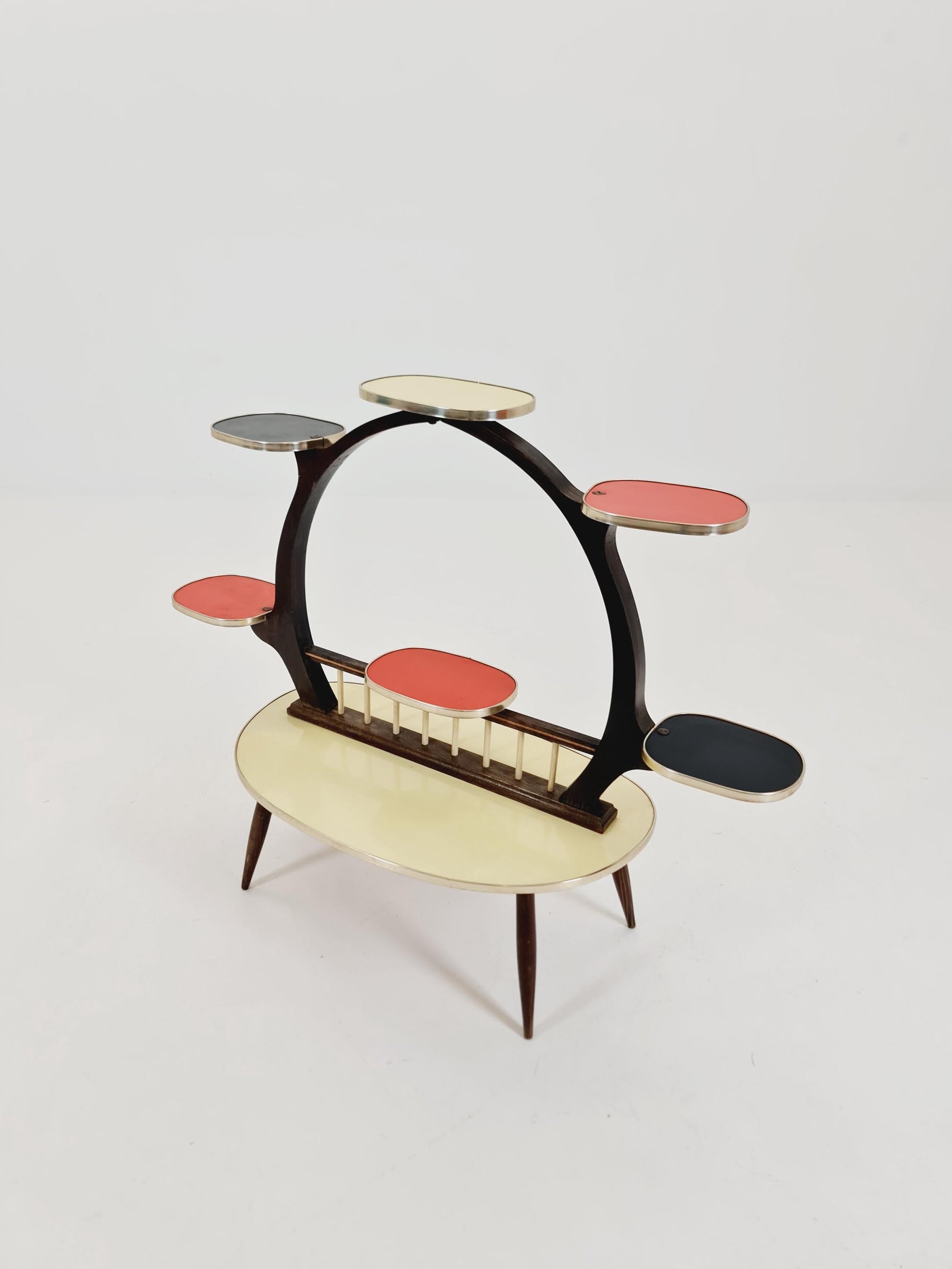 Big 1950s German Plant Stand, Colorful Vintage Mid-Century Minimalist Indoor Plant Stand Side Table Retro flower table