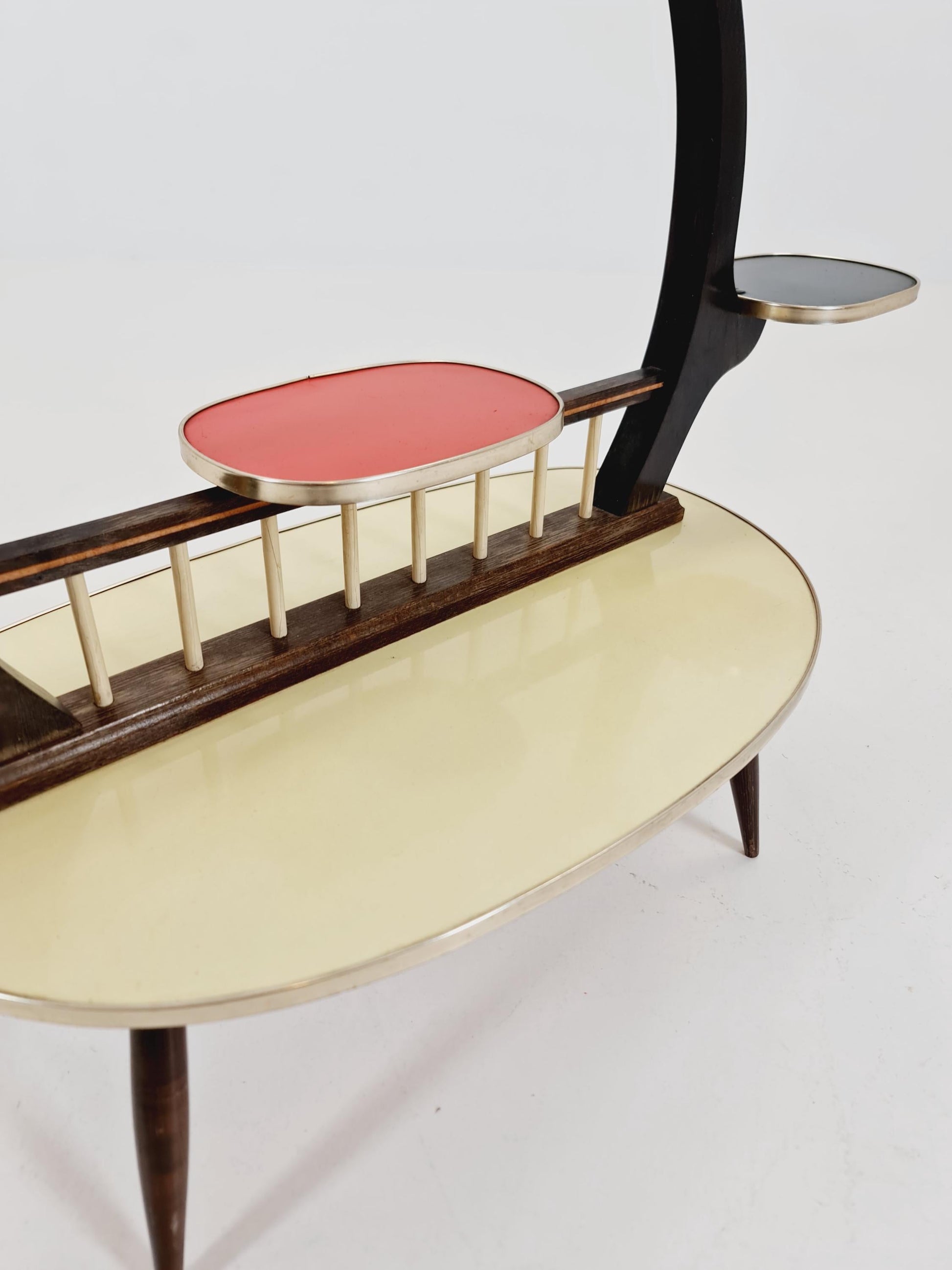 Big 1950s German Plant Stand, Colorful Vintage Mid-Century Minimalist Indoor Plant Stand Side Table Retro flower table