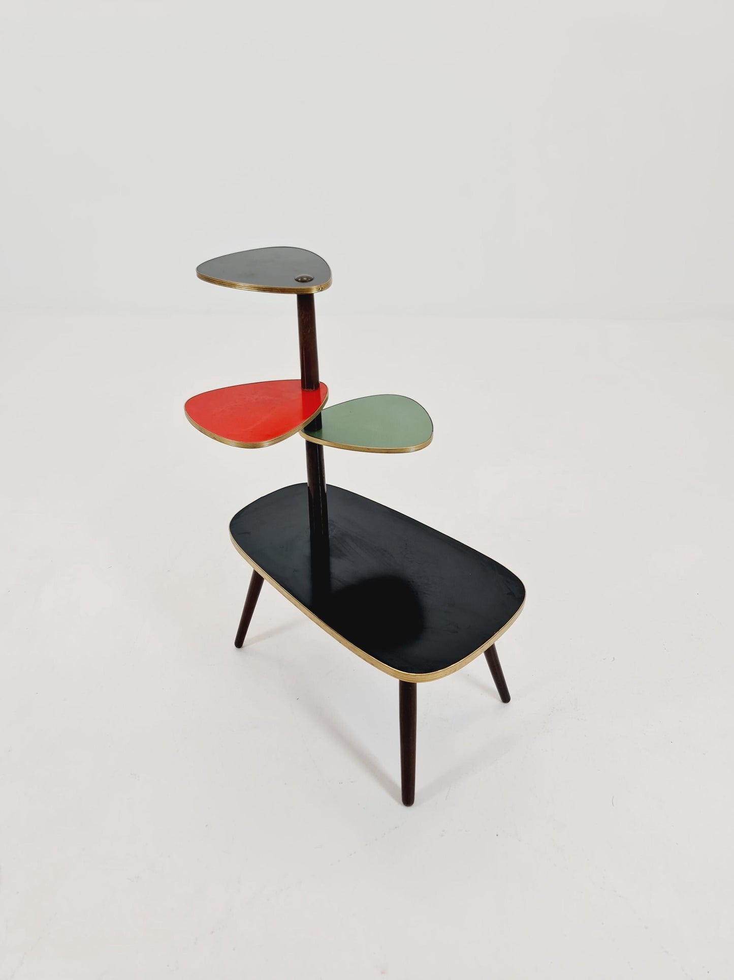 1950s German Plant Stand, Colorful Vintage Mid-Century Minimalist Indoor Plant Stand Side Table Retro flower table