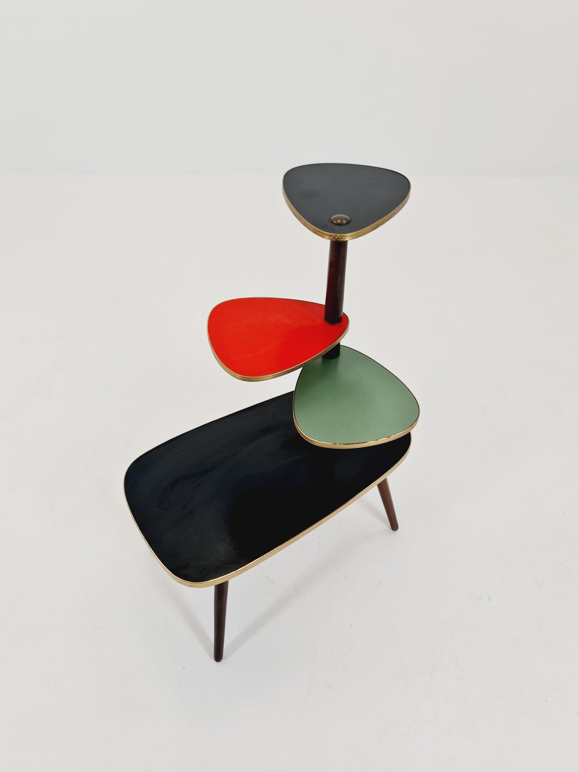 1950s German Plant Stand, Colorful Vintage Mid-Century Minimalist Indoor Plant Stand Side Table Retro flower table