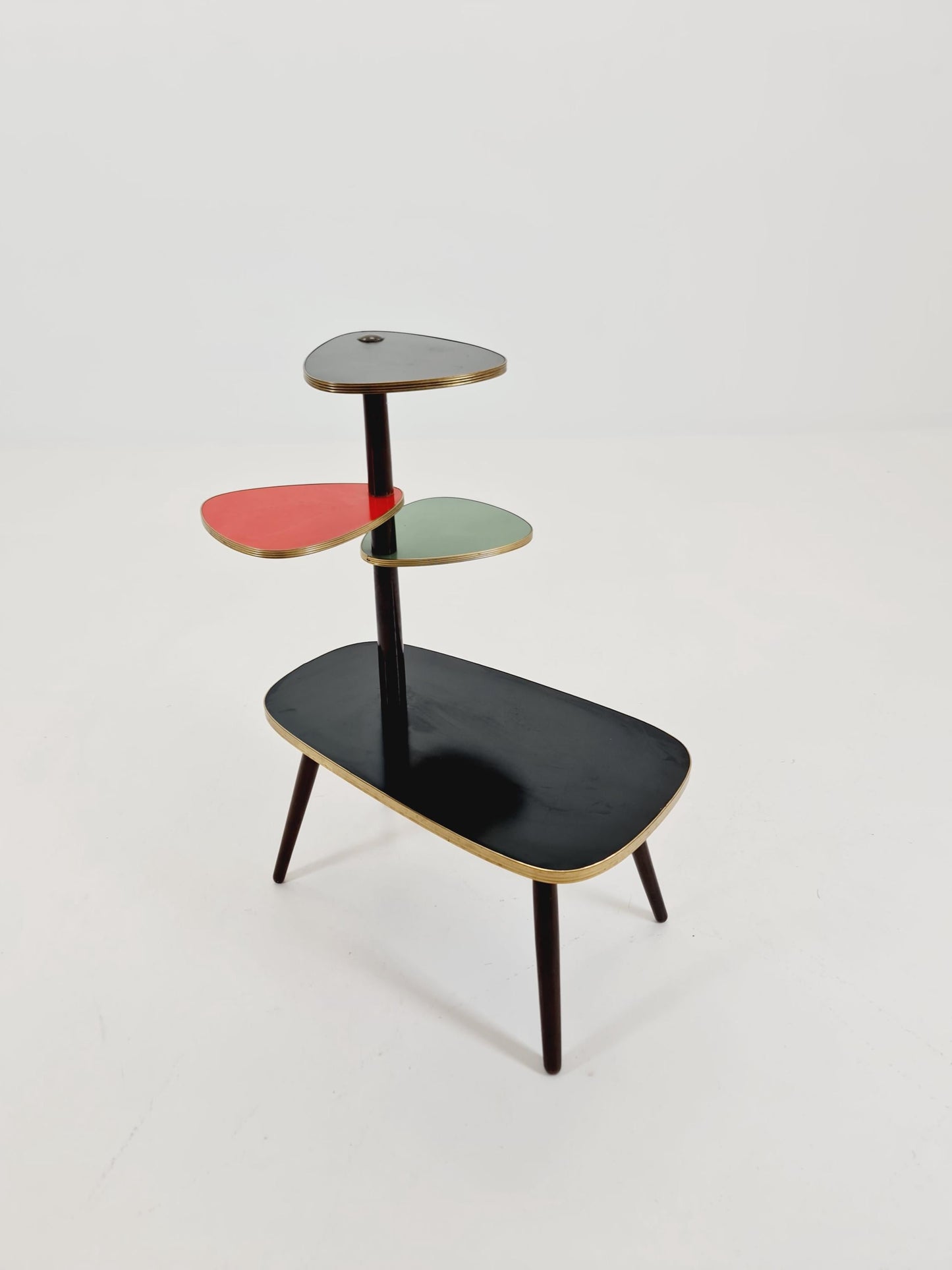 1950s German Plant Stand, Colorful Vintage Mid-Century Minimalist Indoor Plant Stand Side Table Retro flower table