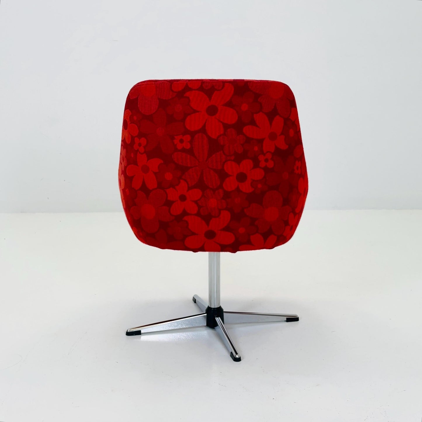Space Age Cocktail Lounge Chair Germany 1970s | Retro Red Floral Fabric
