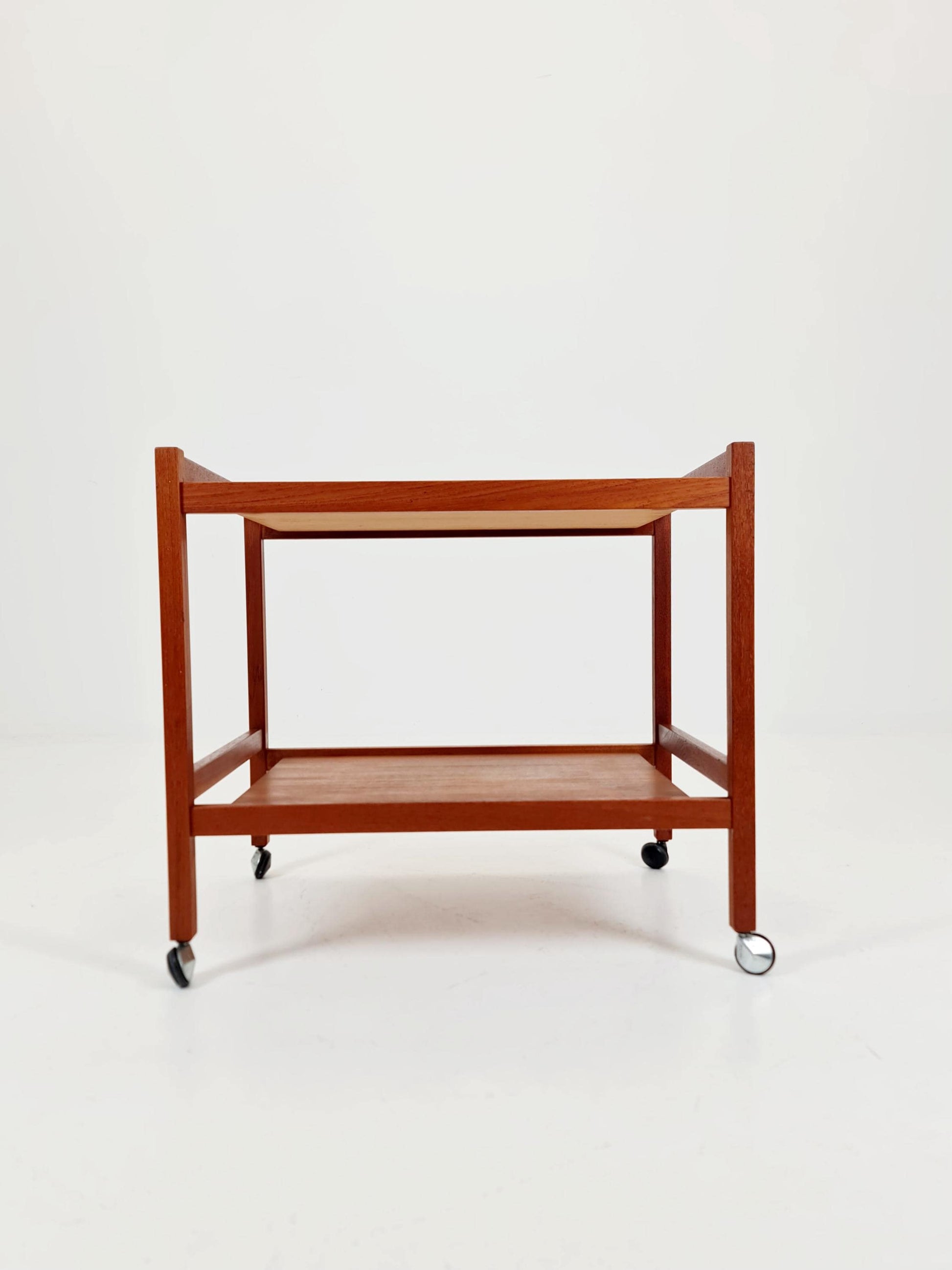 Vintage Danish mid century trolley bar cart in solid teak By Sika Möbler, 1960s