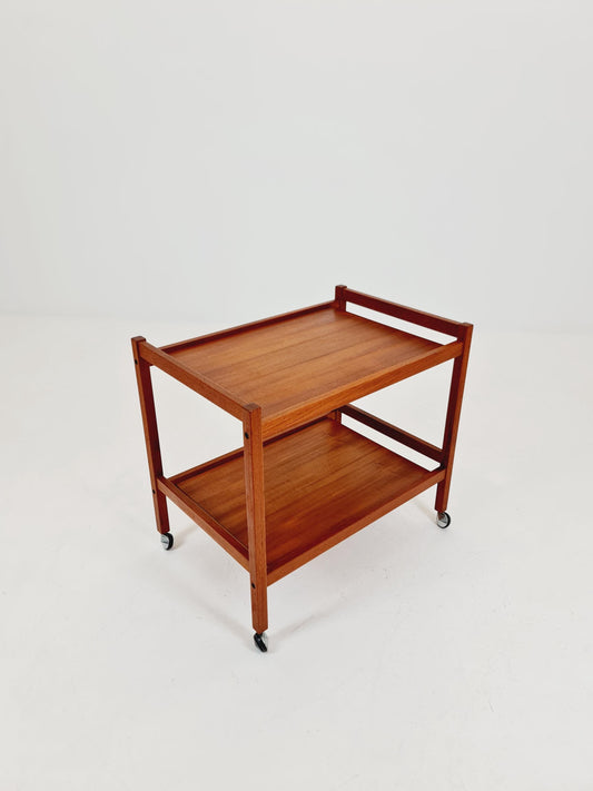 Vintage Danish mid century trolley bar cart in solid teak By Sika Möbler, 1960s