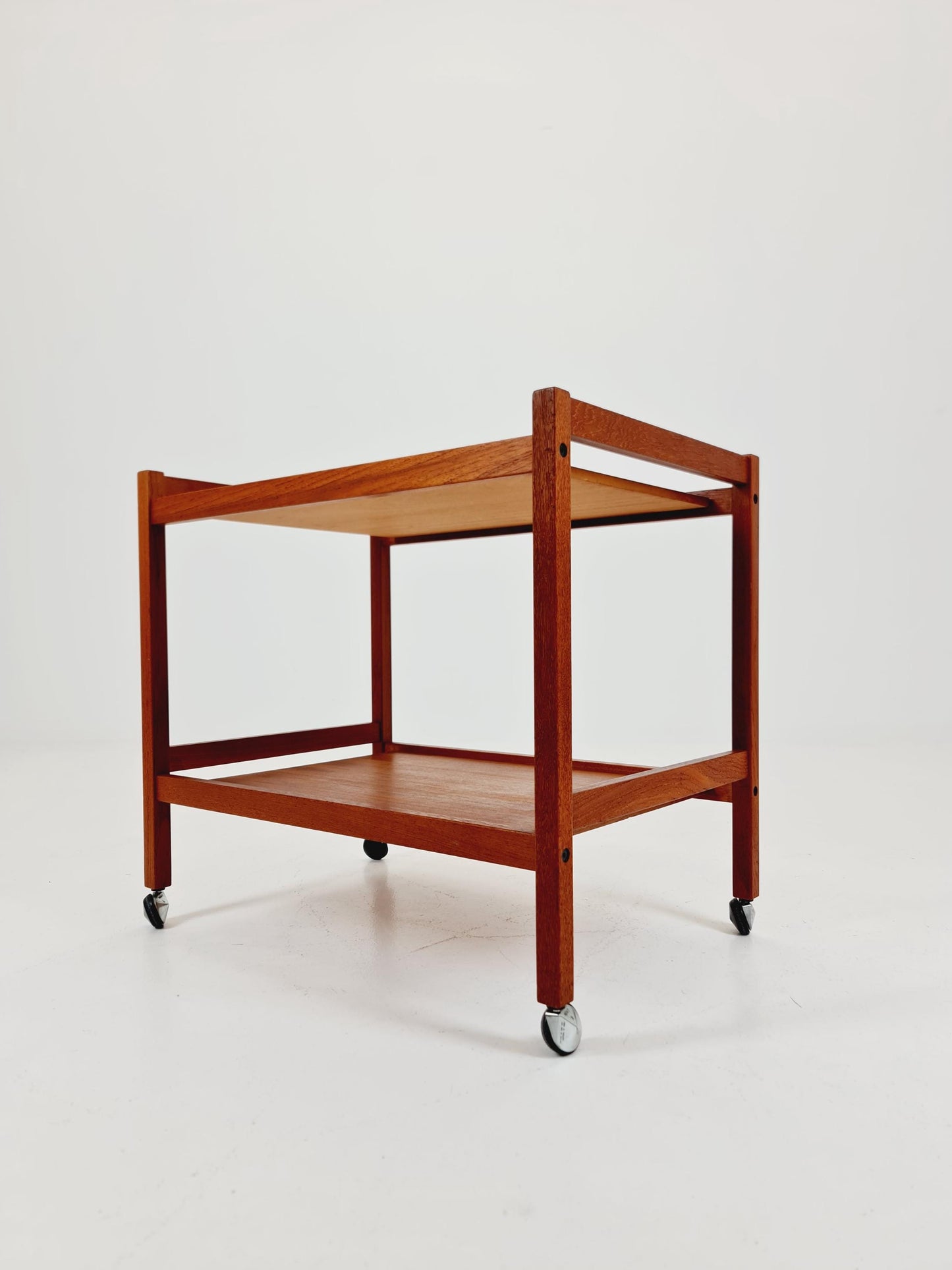 Vintage Danish mid century trolley bar cart in solid teak By Sika Möbler, 1960s