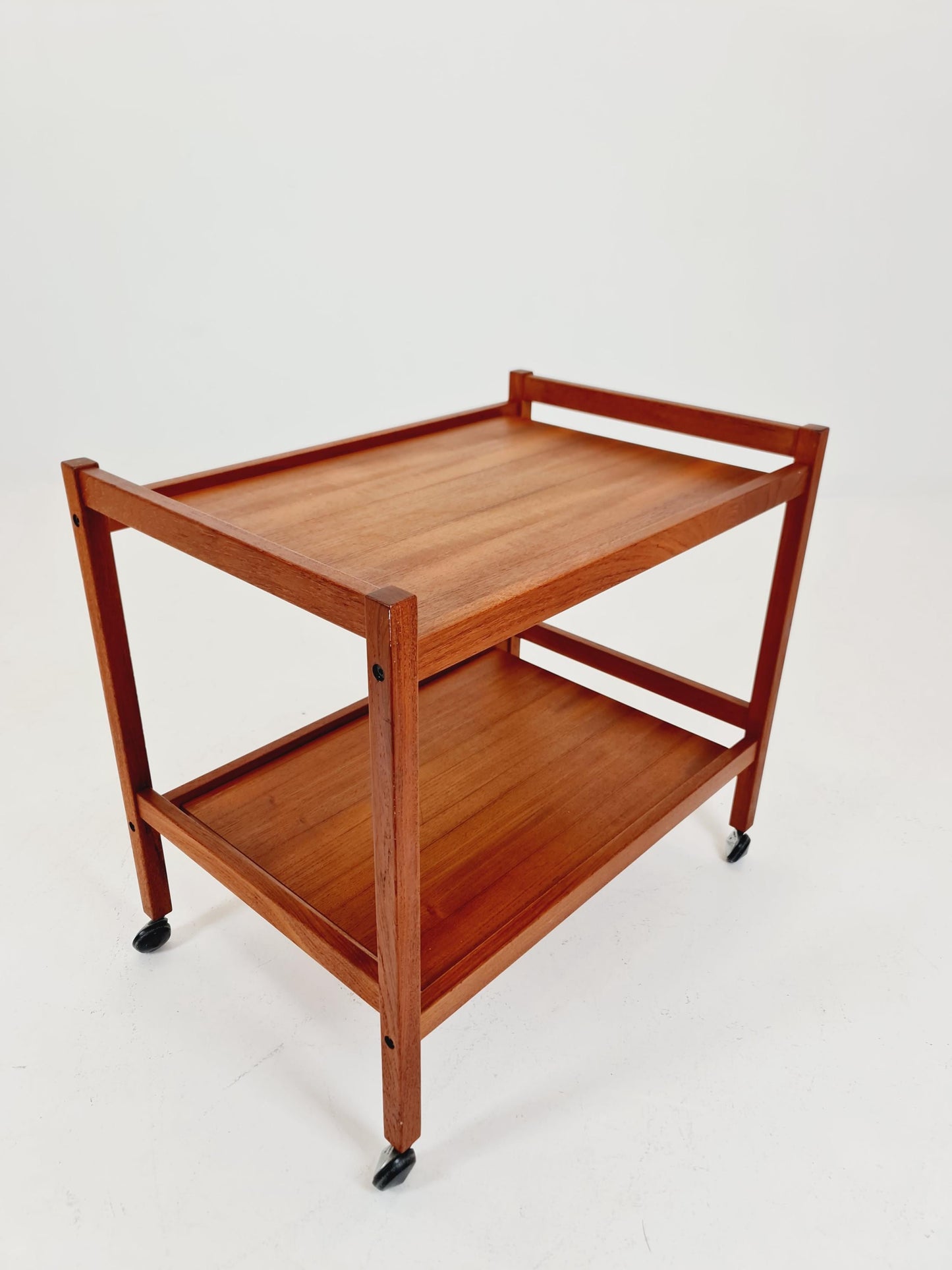 Vintage Danish mid century trolley bar cart in solid teak By Sika Möbler, 1960s