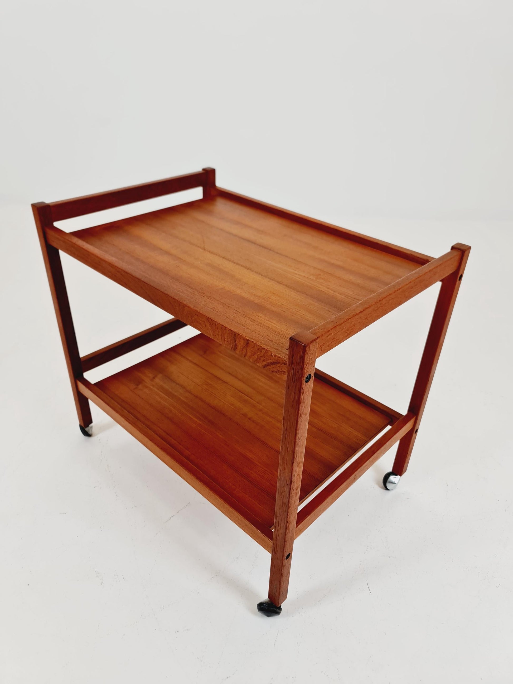 Vintage Danish mid century trolley bar cart in solid teak By Sika Möbler, 1960s