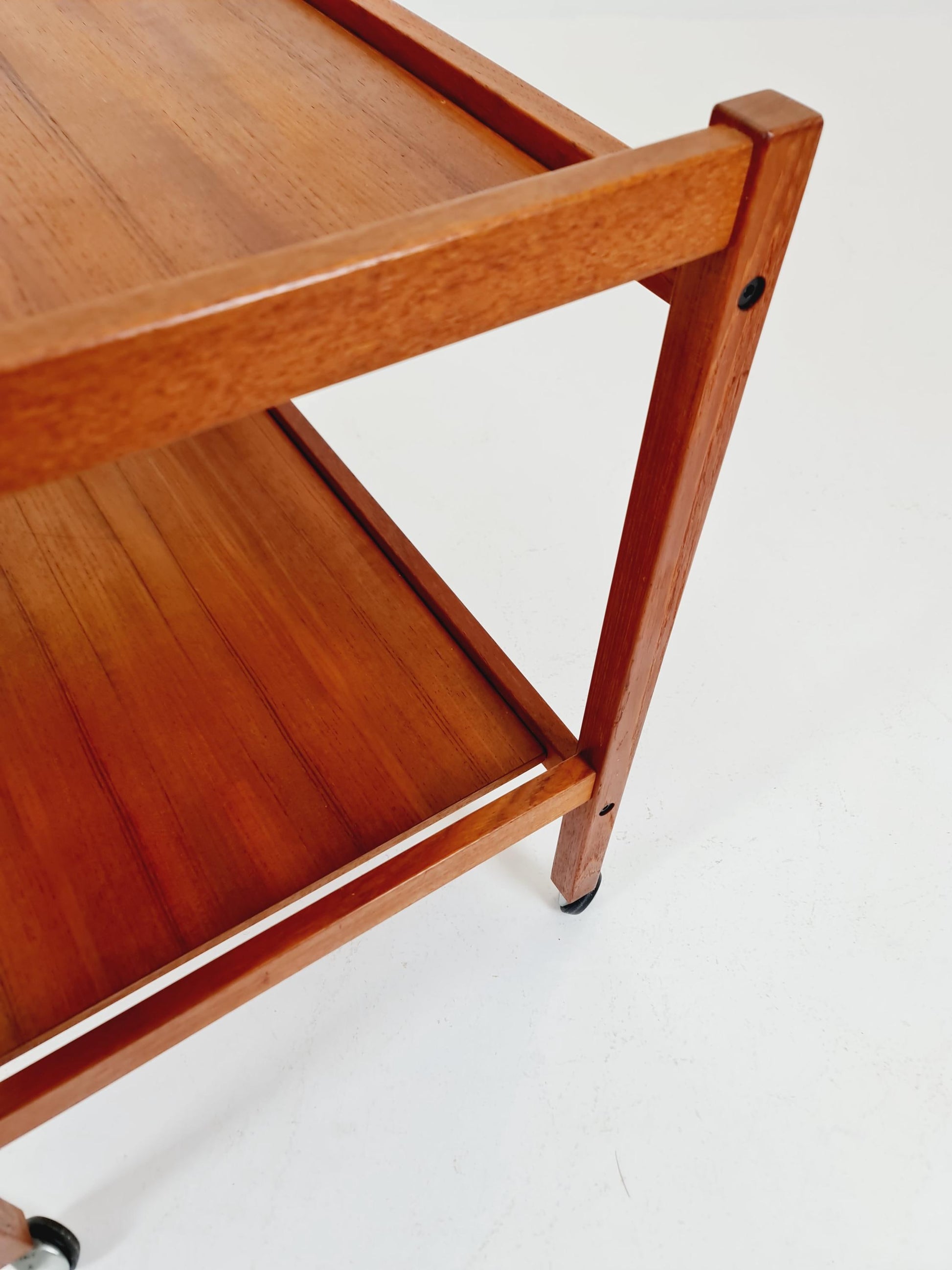 Vintage Danish mid century trolley bar cart in solid teak By Sika Möbler, 1960s