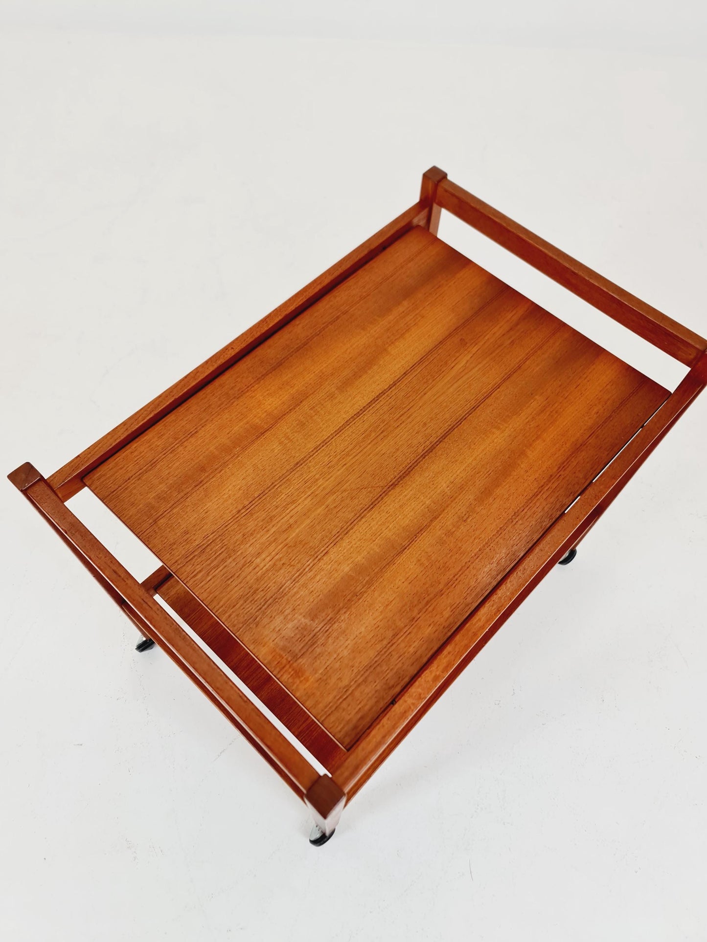 Vintage Danish mid century trolley bar cart in solid teak By Sika Möbler, 1960s