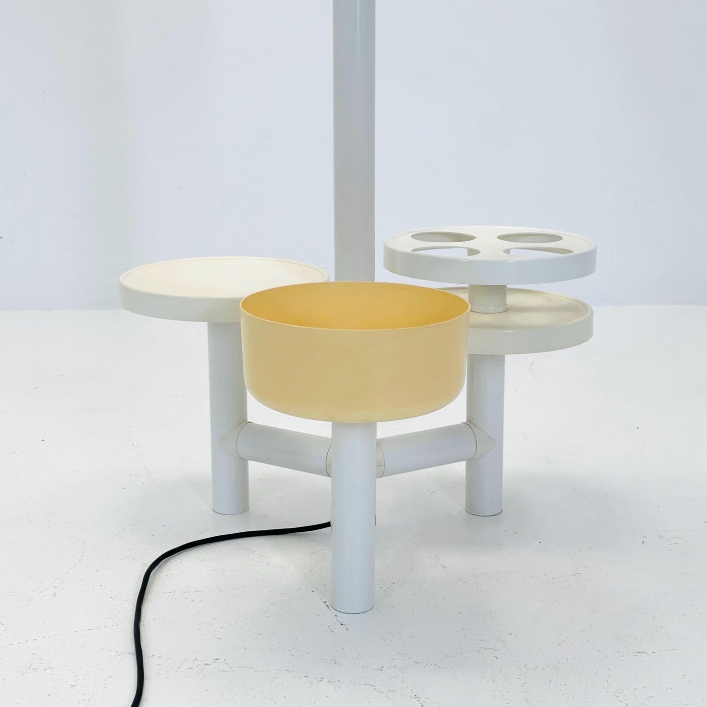 Mid-Century Space Age Floor Lamp & Side Table Chantal No. 8925 YPMA BV Opal PMMA Globes, Bar - Planter Stand Holland, 1970s