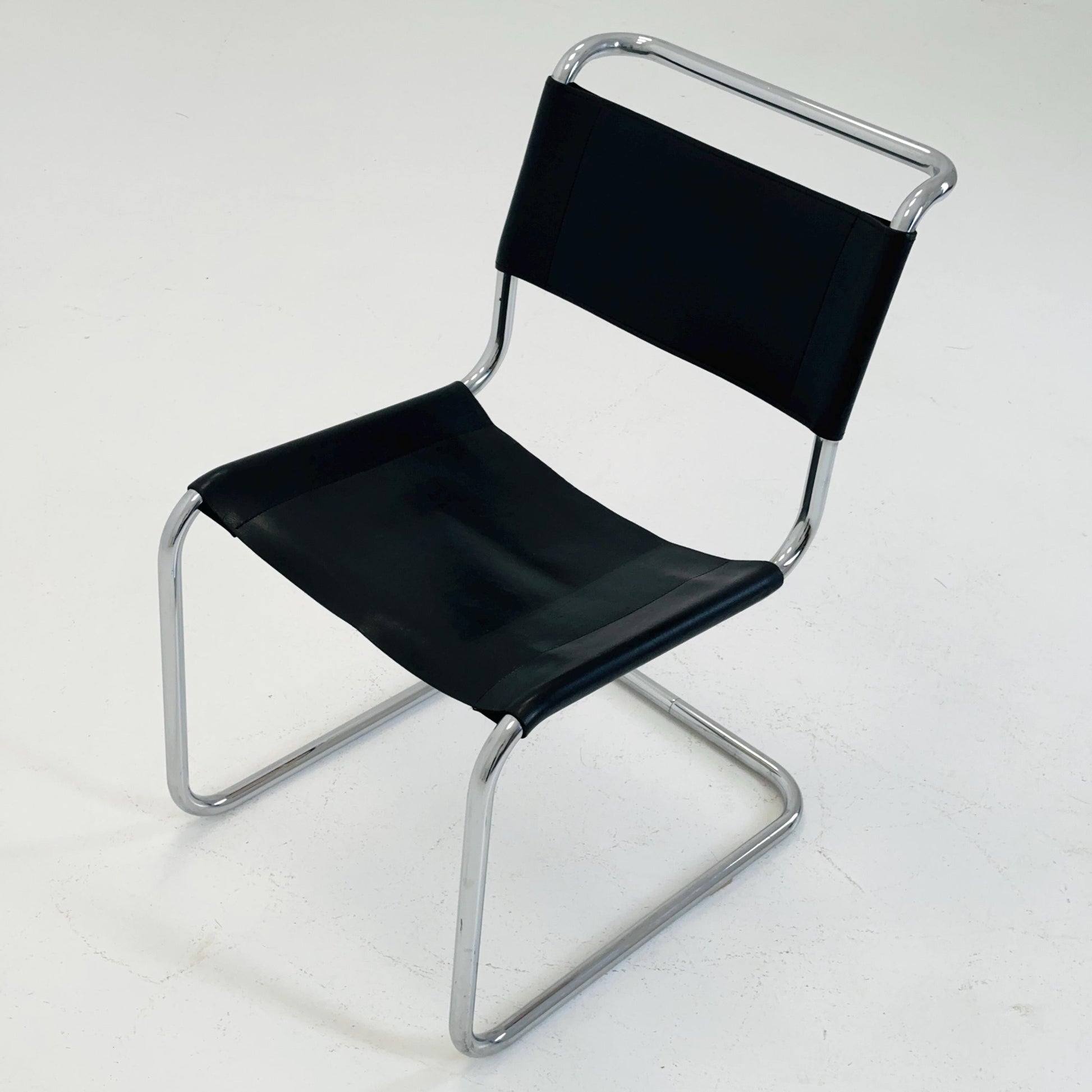 Set of 4 Mid-Century Vintage S33 black Chairs by Mart Stam & Marcel Breuer from Thonet 1980s