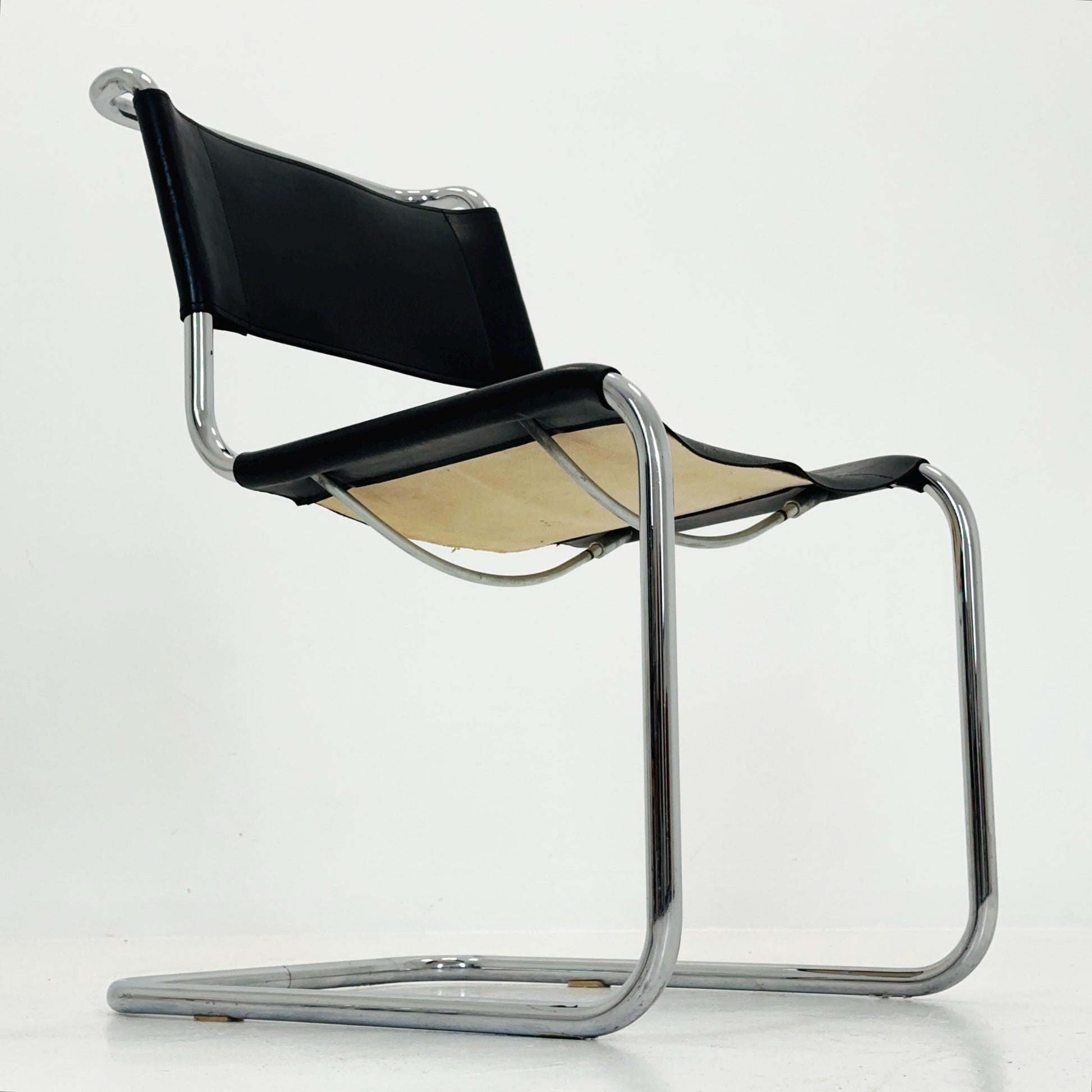 Set of 4 Mid-Century Vintage S33 black Chairs by Mart Stam & Marcel Breuer from Thonet 1980s