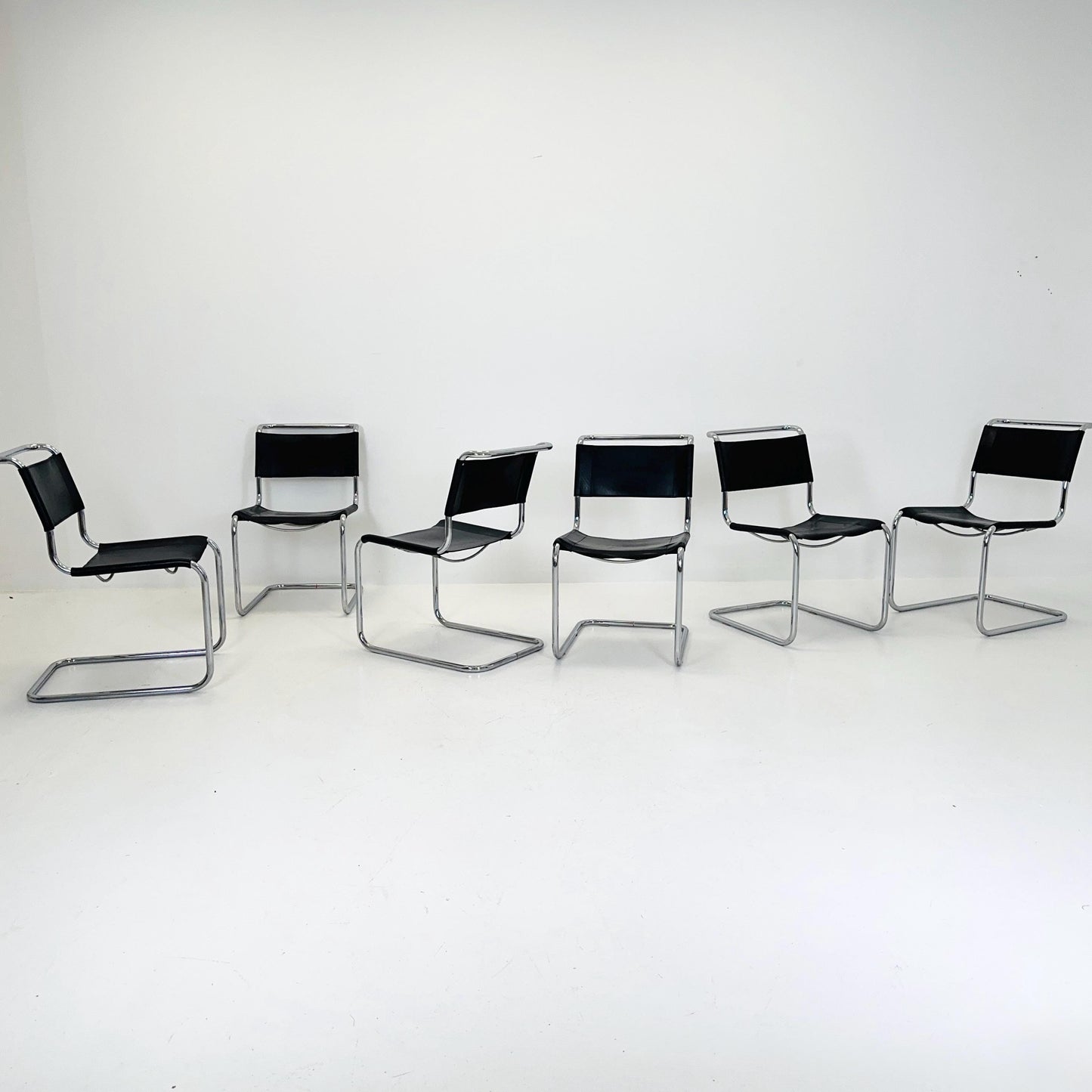 Set of 4 Mid-Century Vintage S33 black Chairs by Mart Stam & Marcel Breuer from Thonet 1980s