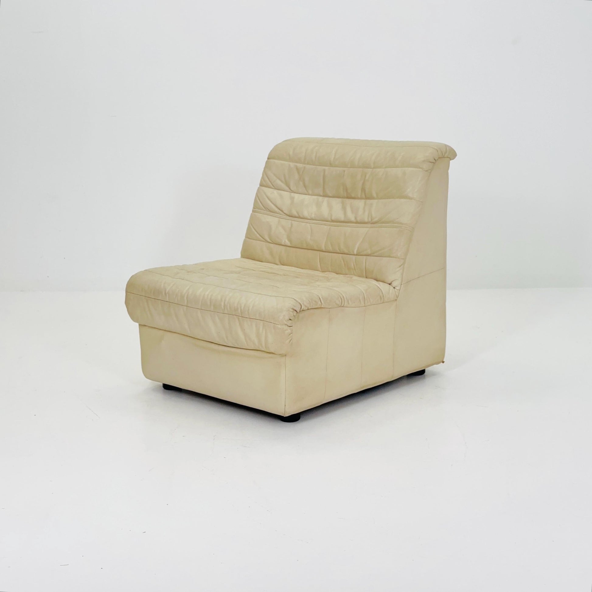 Mid Century Modular Sofa Set in beige Leather, 1980s Germany
