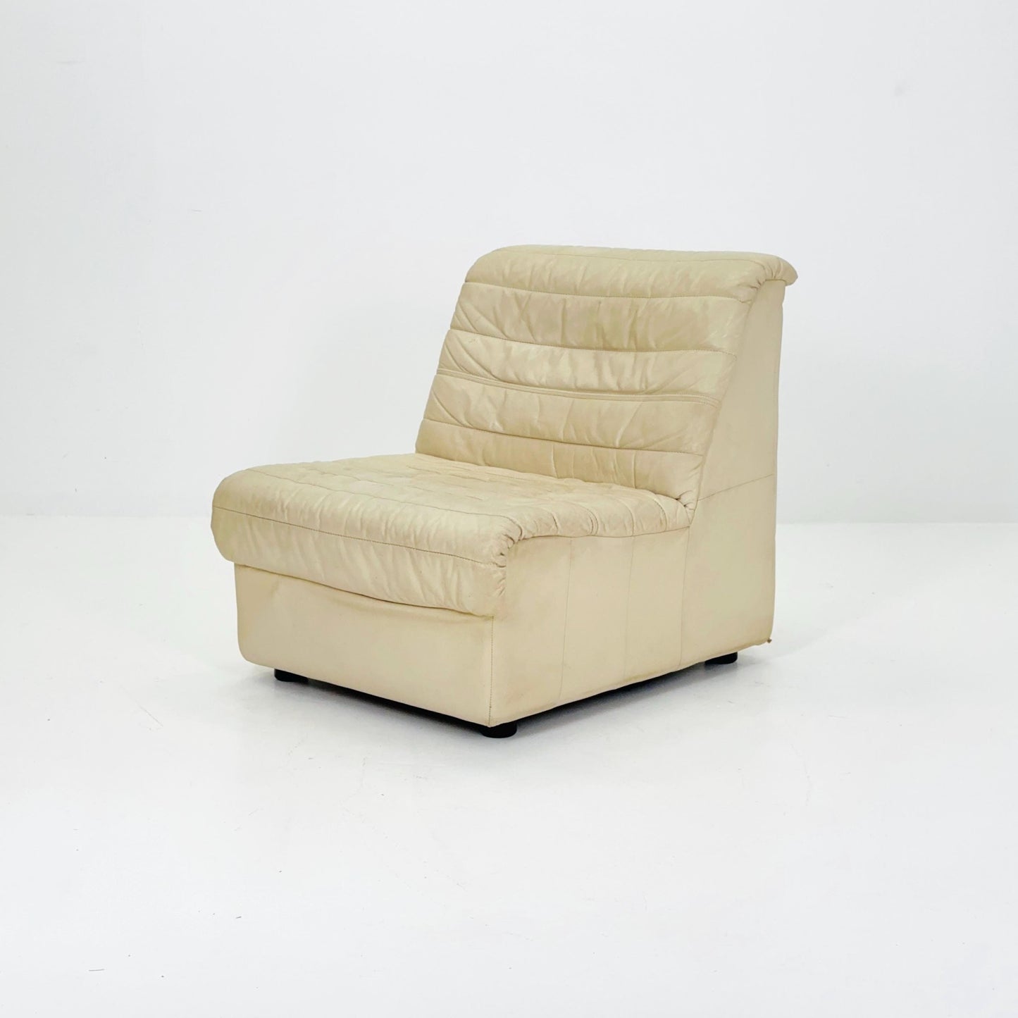 Mid Century Modular Sofa Set in beige Leather, 1980s Germany