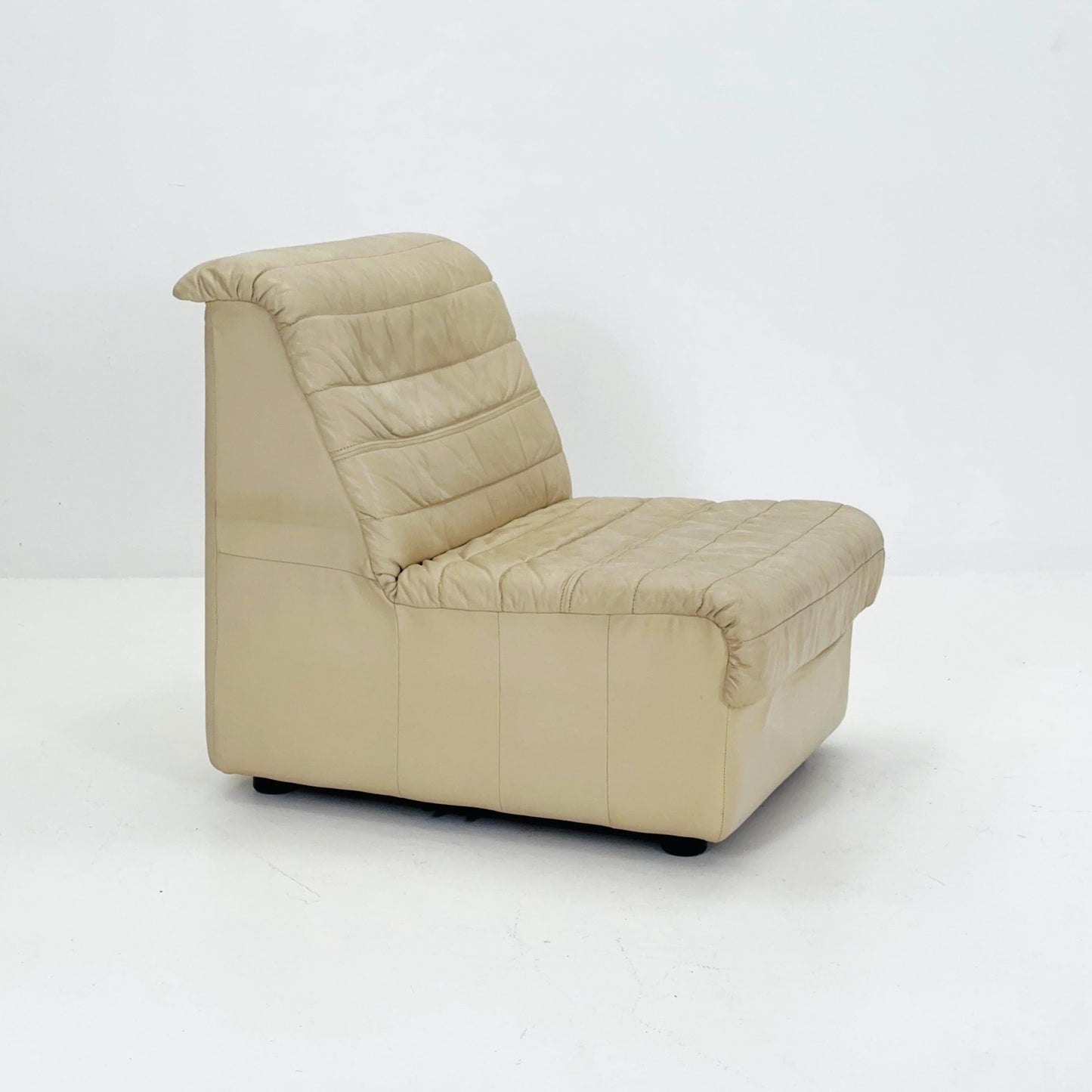 Mid Century Modular Sofa Set in beige Leather, 1980s Germany