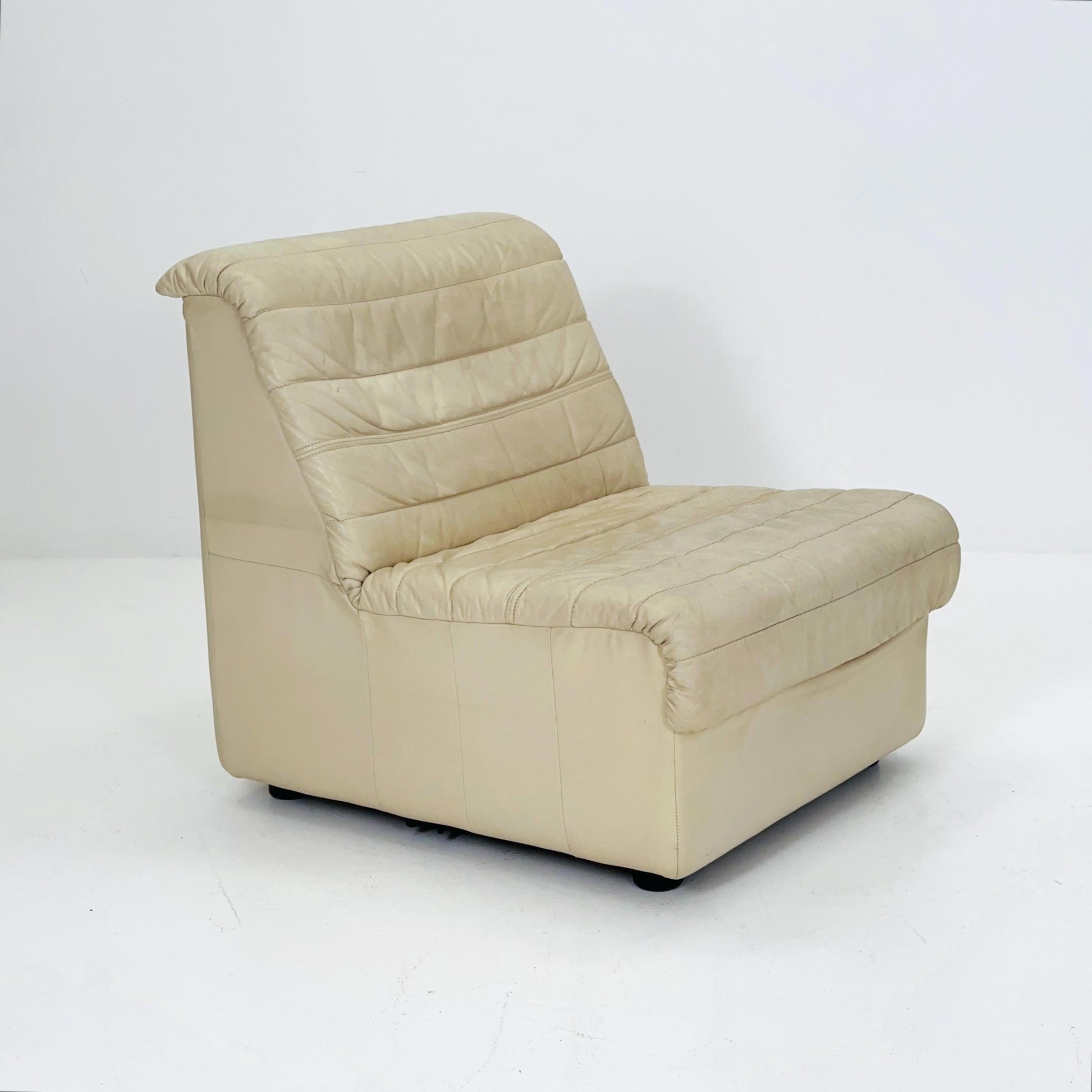 Mid Century Modular Sofa Set in beige Leather, 1980s Germany