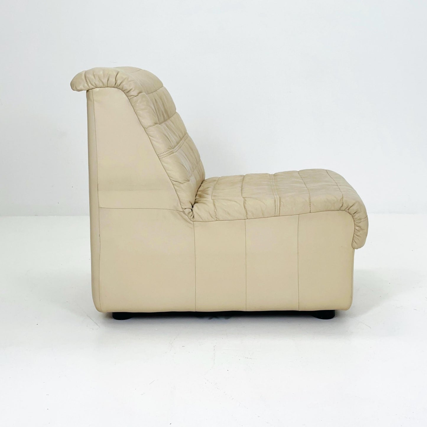 Mid Century Modular Sofa Set in beige Leather, 1980s Germany