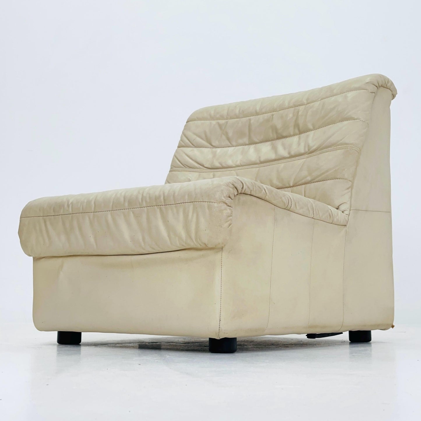 Mid Century Modular Sofa Set in beige Leather, 1980s Germany