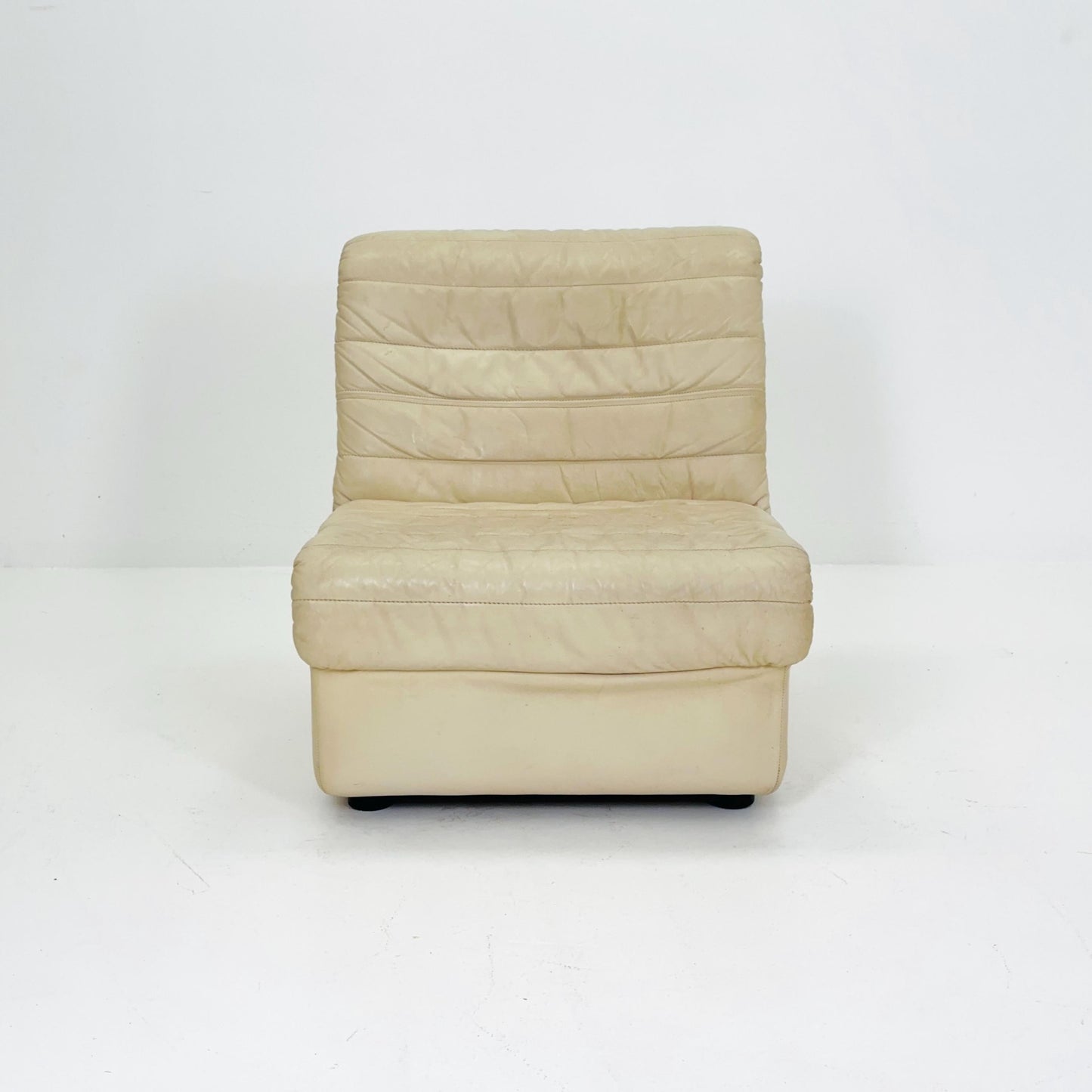 Mid Century Modular Sofa Set in beige Leather, 1980s Germany