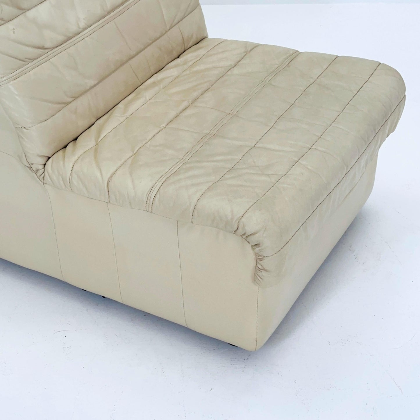 Mid Century Modular Sofa Set in beige Leather, 1980s Germany