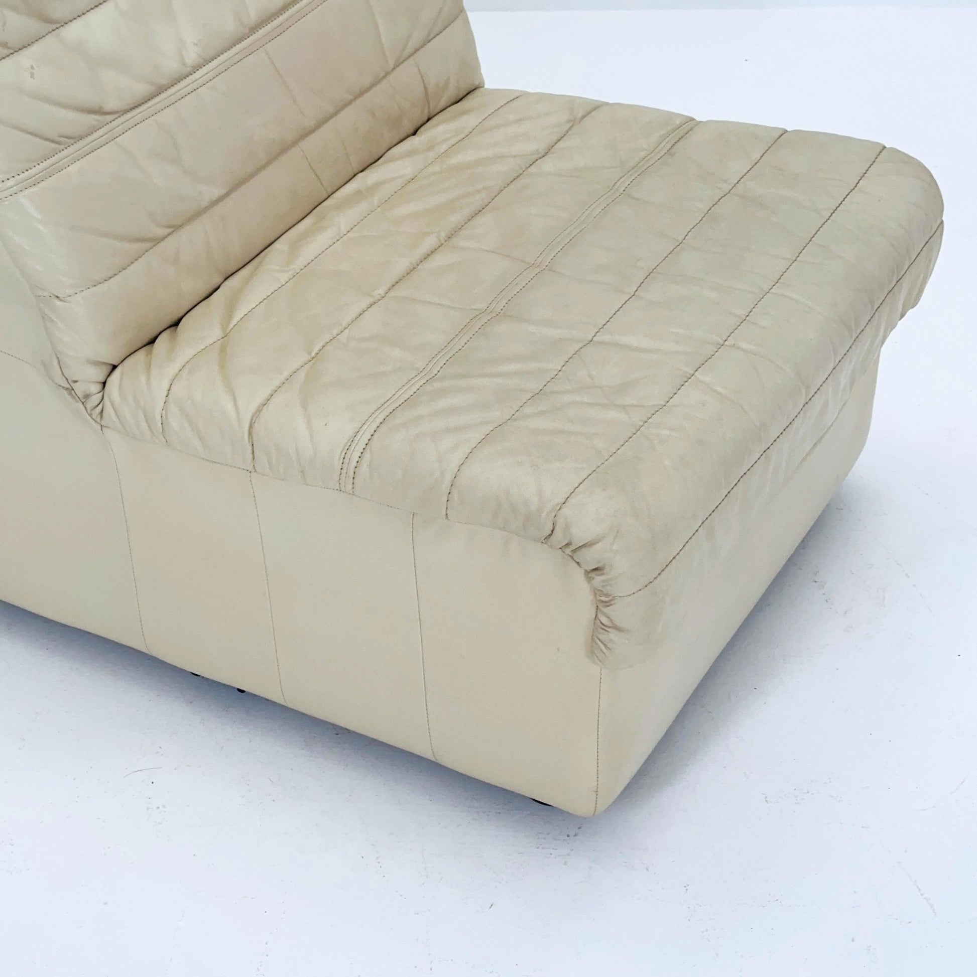 Mid Century Modular Sofa Set in beige Leather, 1980s Germany