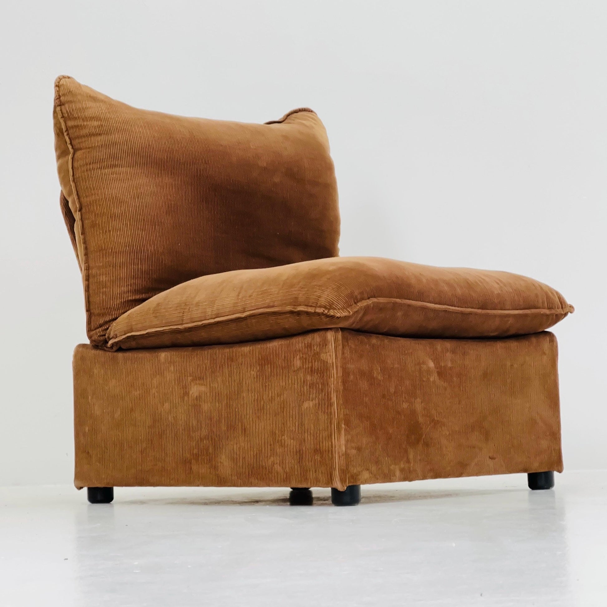 Mid-Century Lounge Chair | | Brown Velvet Upholstery 1980s Germany