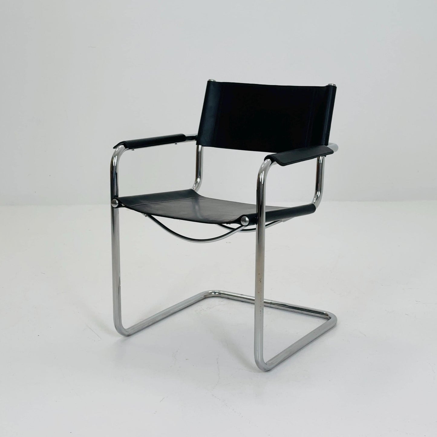 mid century Model MG5 Centro Studi black leather armchair by Mart Stam & Marcel Breuer for Matteo Grassi, 1970s